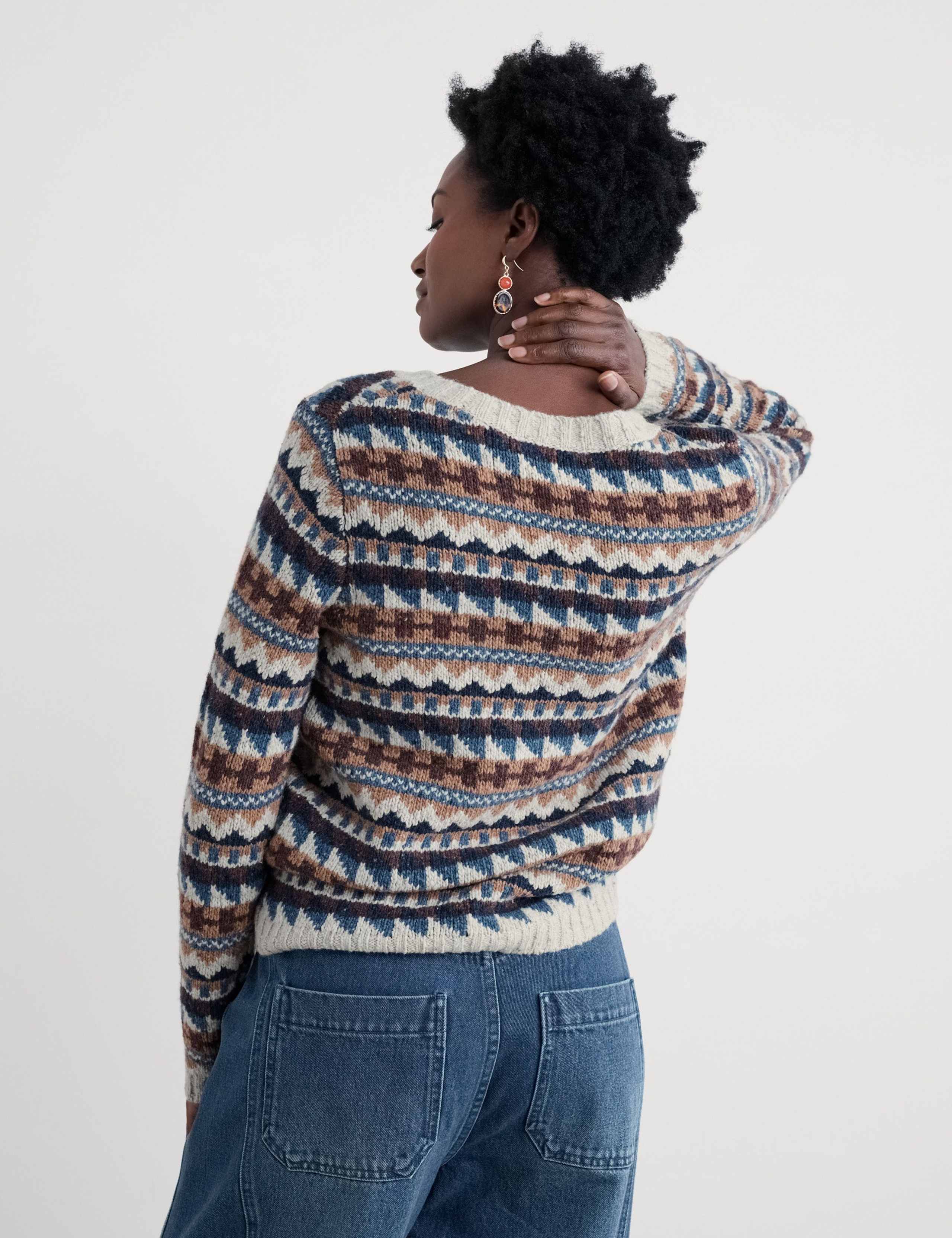 Merino Wool Rich Fair Isle Crew Neck Jumper 4 of 5