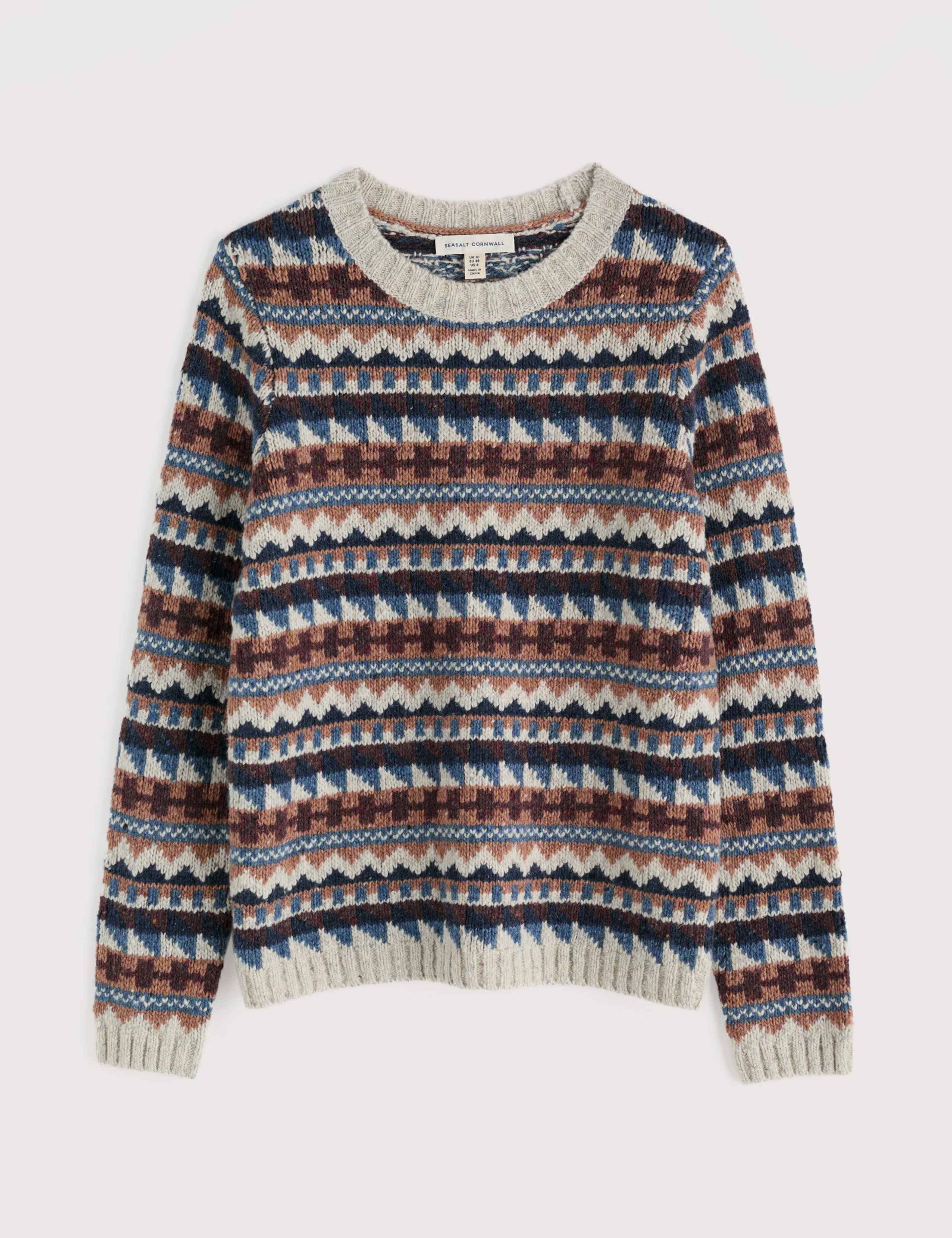 Merino Wool Rich Fair Isle Crew Neck Jumper 2 of 5