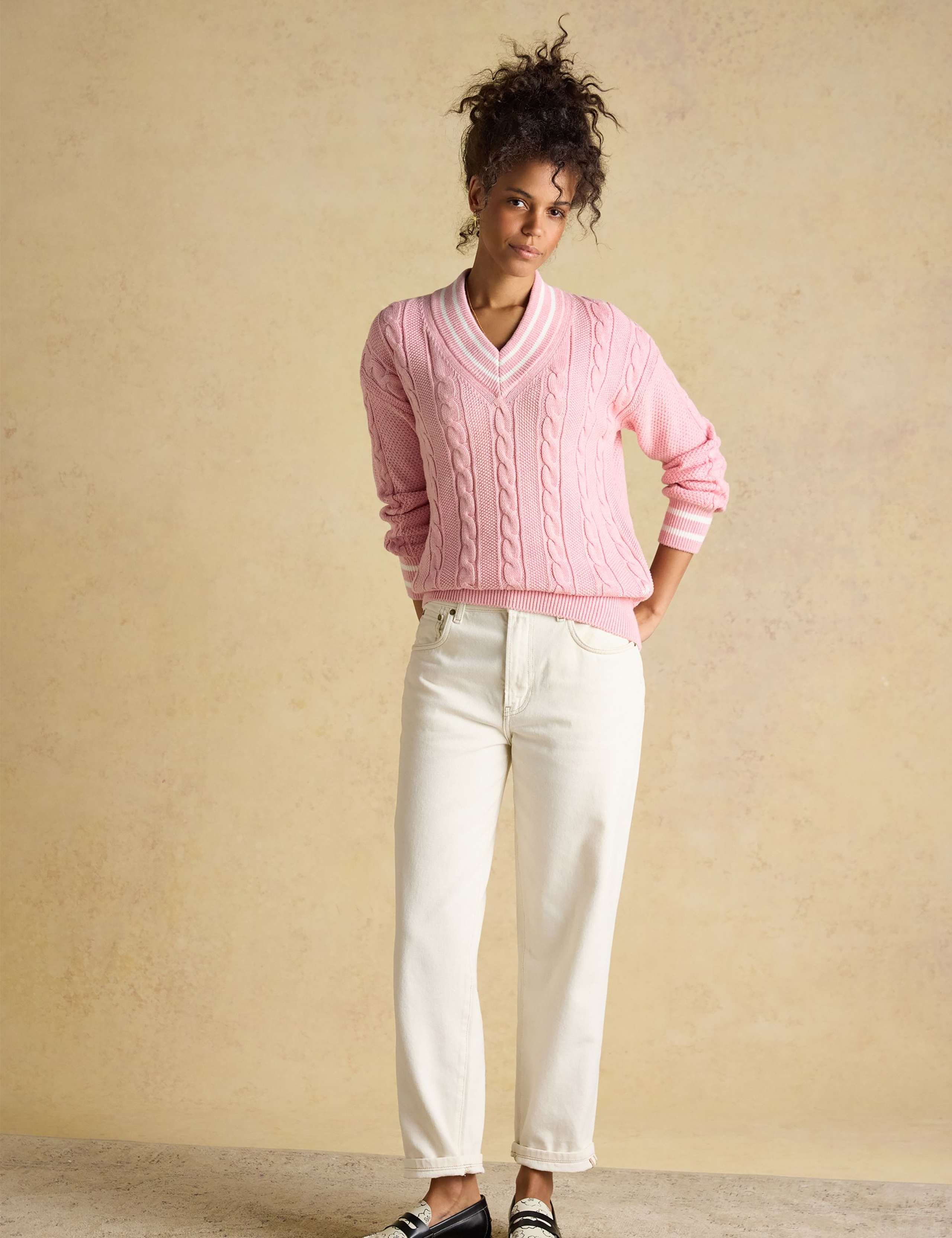 Pure Cotton Cable Knit V-Neck Jumper 3 of 7