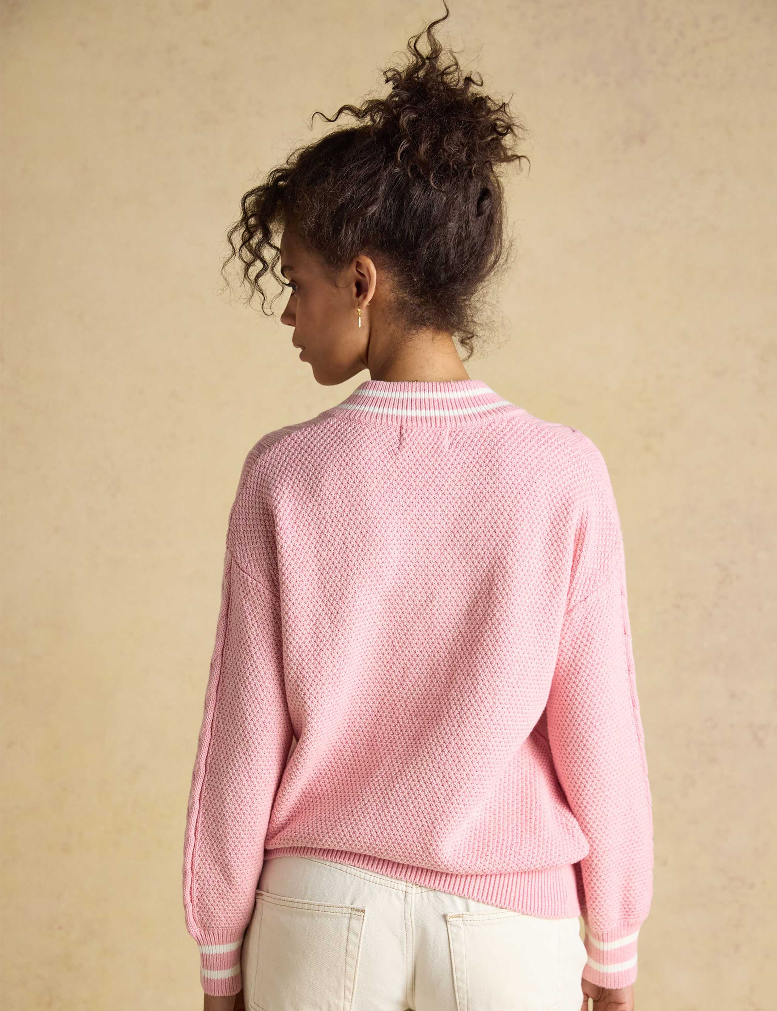 Pure Cotton Cable Knit V-Neck Jumper 4 of 7