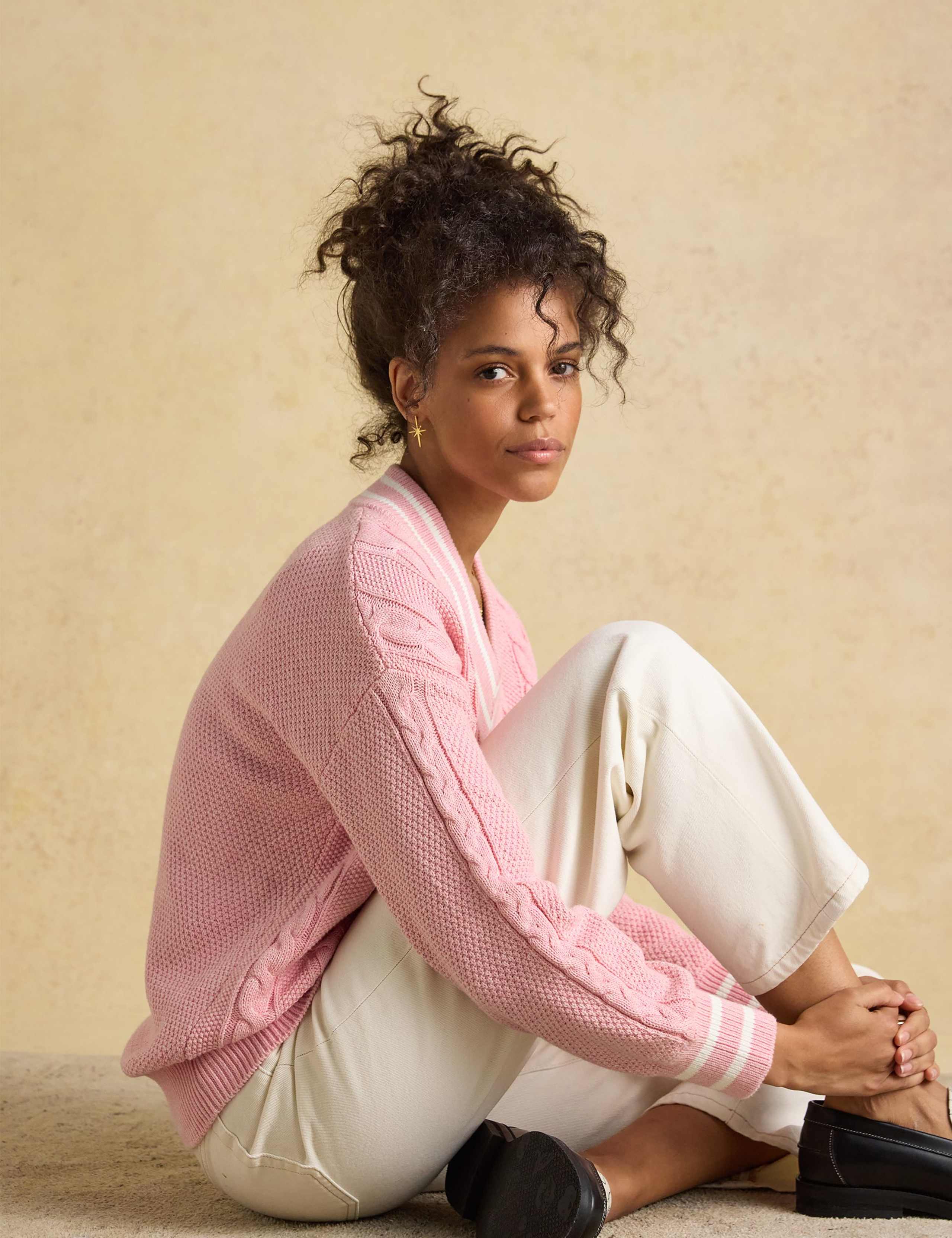 Pure Cotton Cable Knit V-Neck Jumper 5 of 7