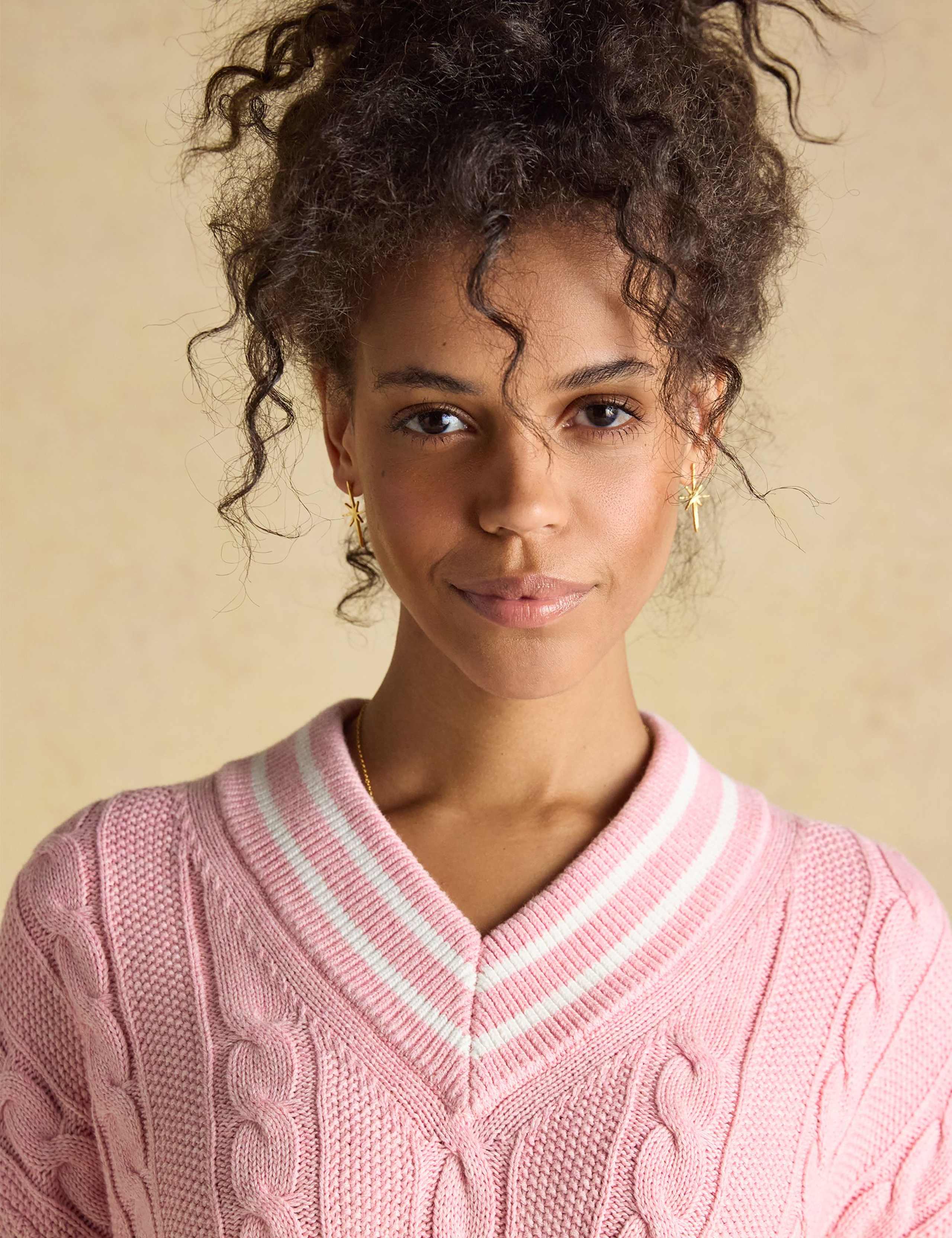 Pure Cotton Cable Knit V-Neck Jumper 6 of 7