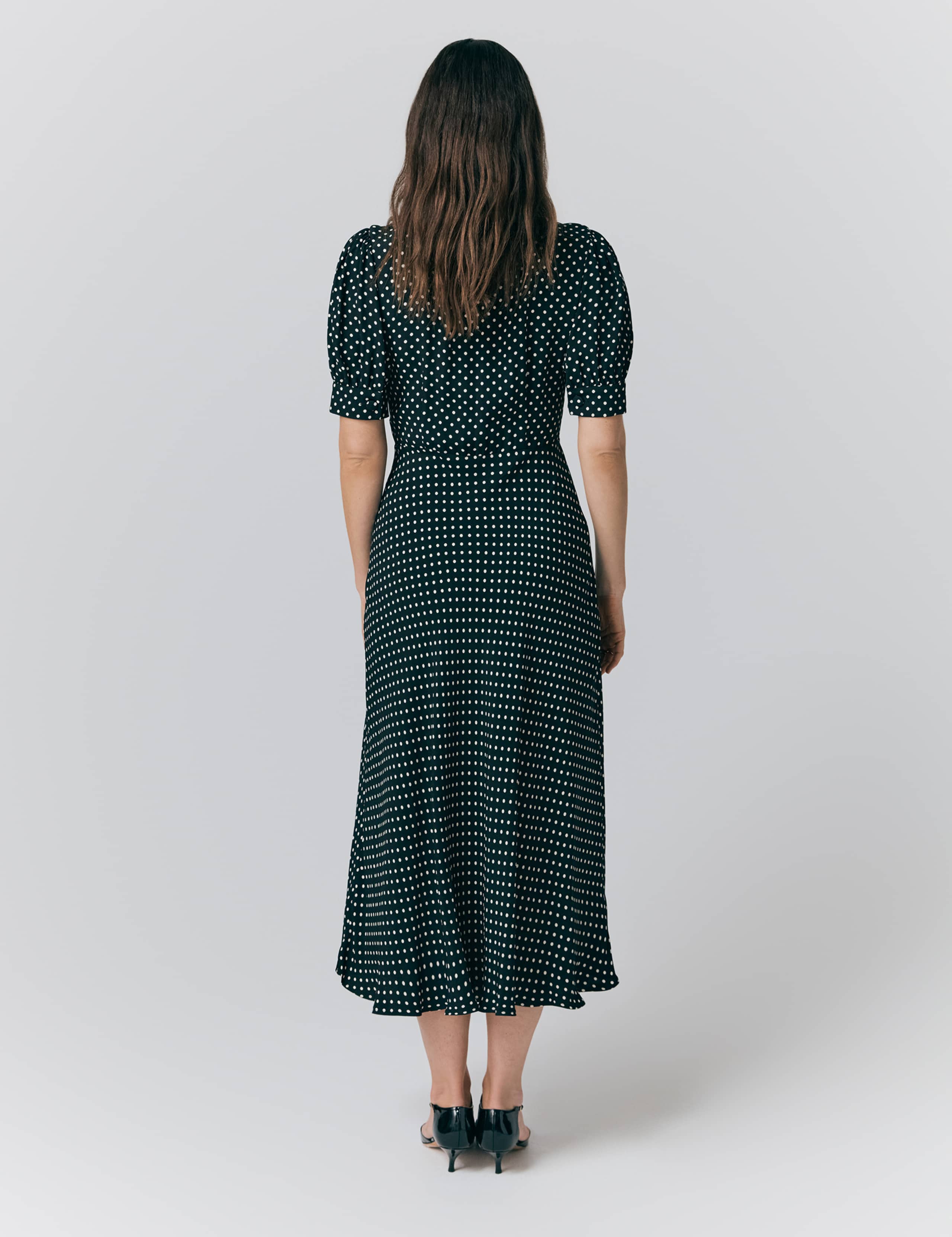 Crepe Polka Dot Midi Tea Dress 2 of 5