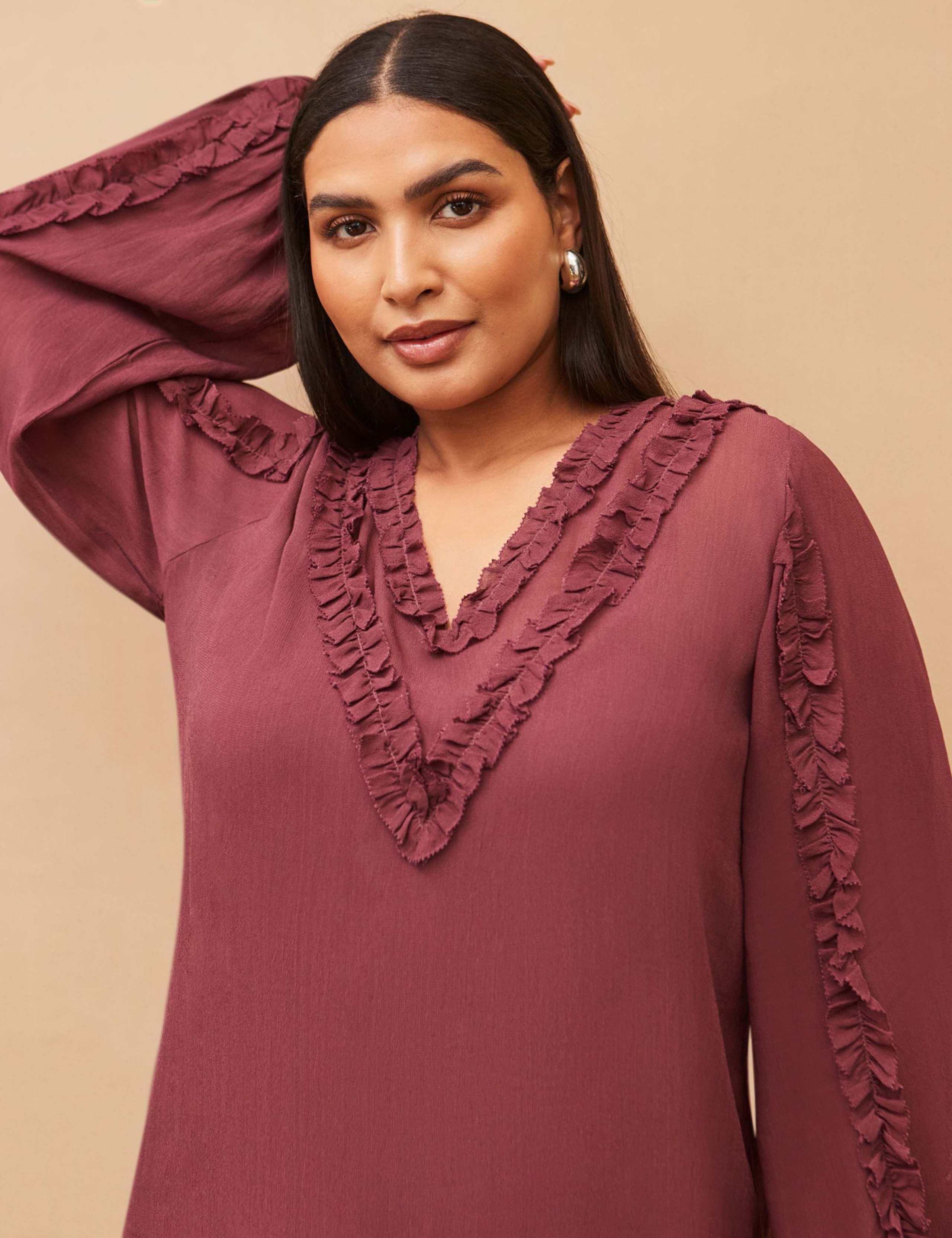 V-Neck Frill Detail Blouse 1 of 5