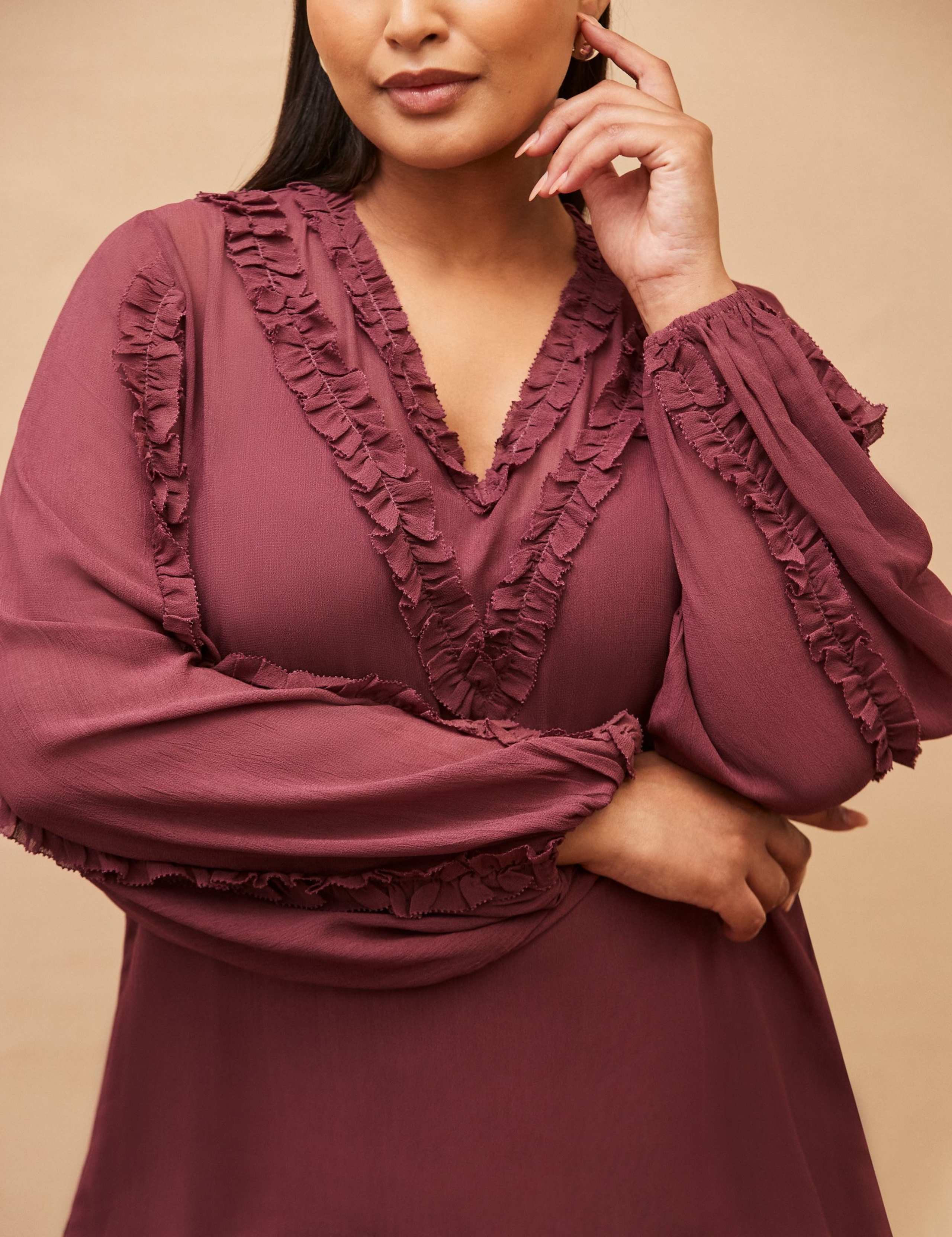 V-Neck Frill Detail Blouse 3 of 5