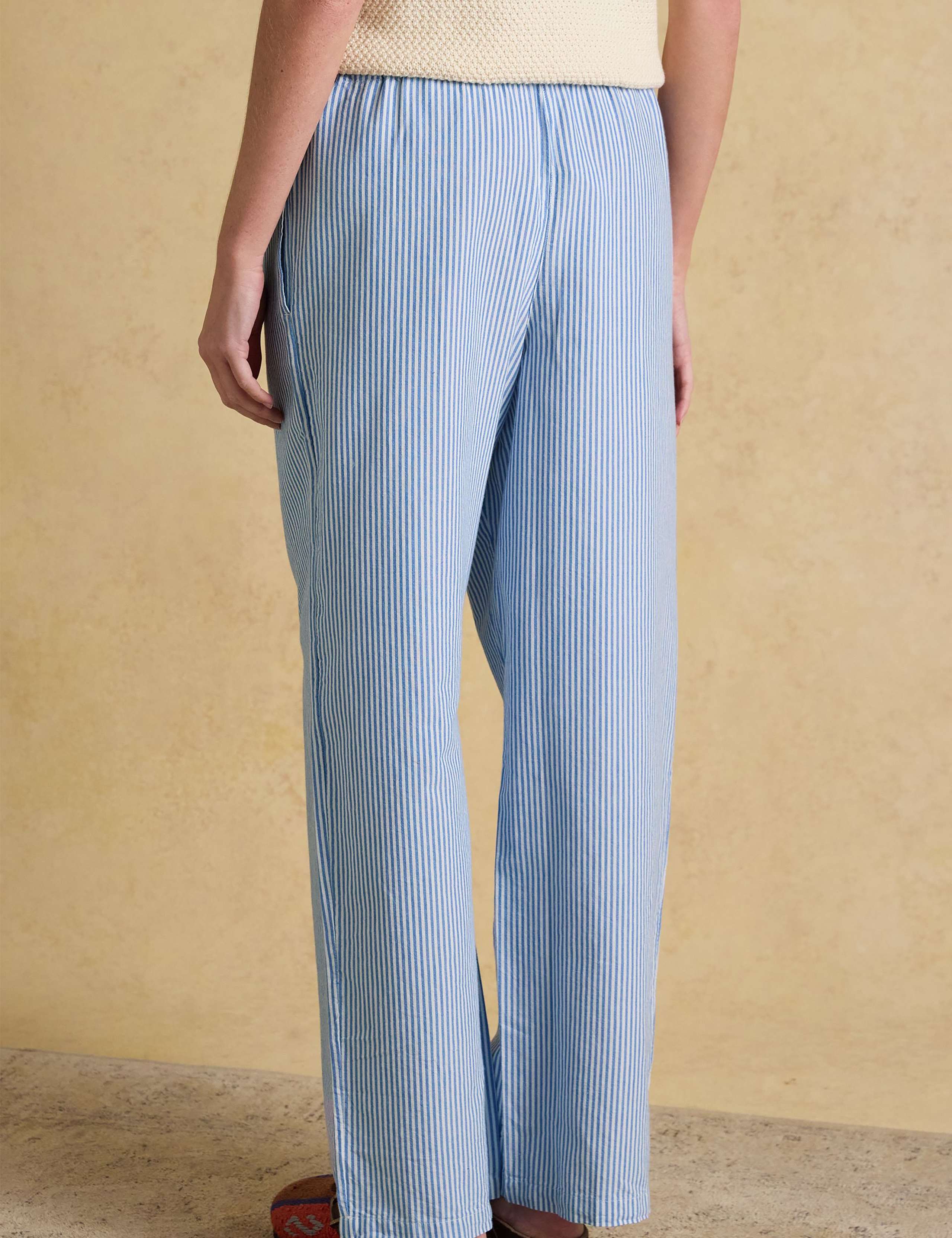 Pure Cotton Striped Wide Leg Trousers 4 of 7
