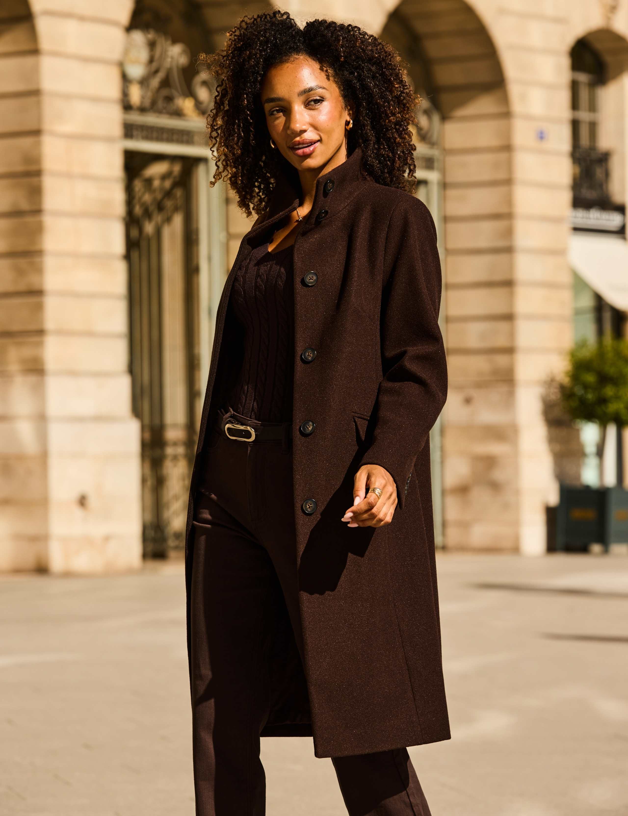 Funnel Neck Longline Coat 1 of 7