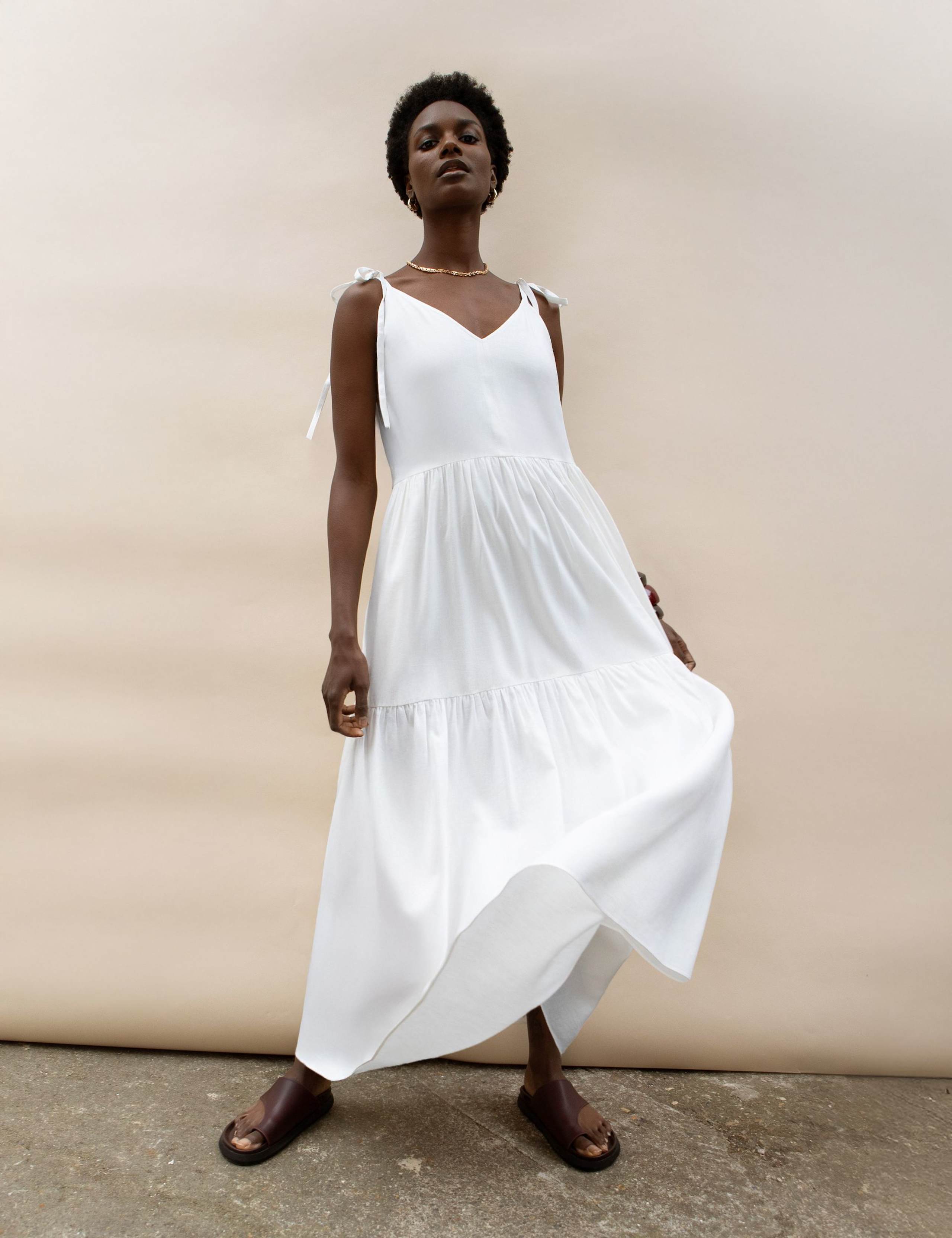LINEN TIE STRAP DRESS 1 of 4