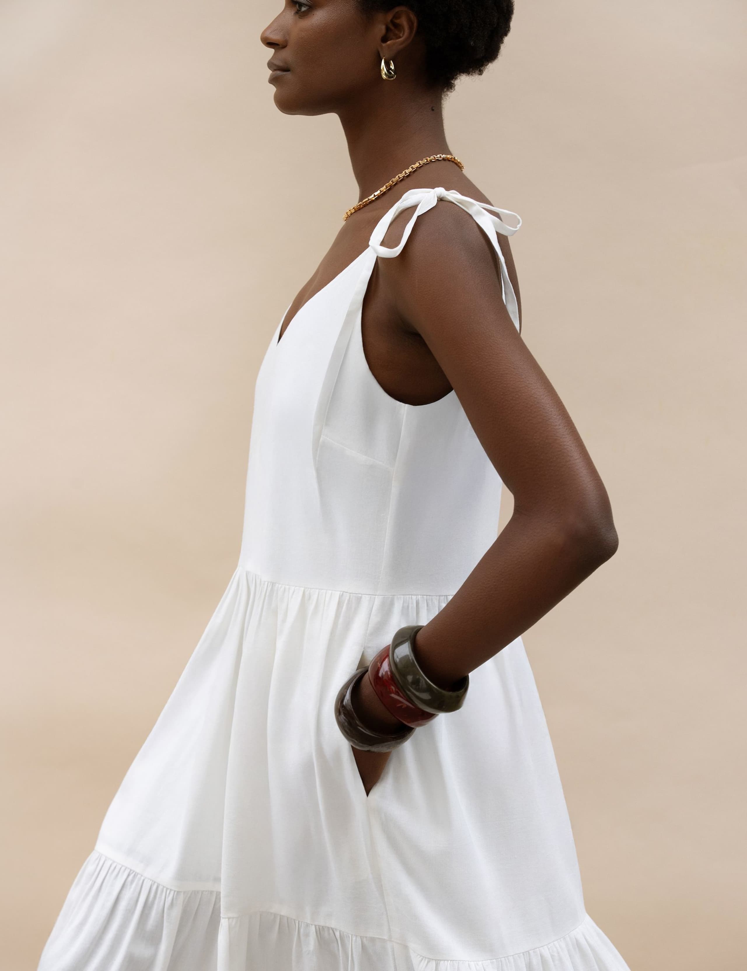 LINEN TIE STRAP DRESS 4 of 4