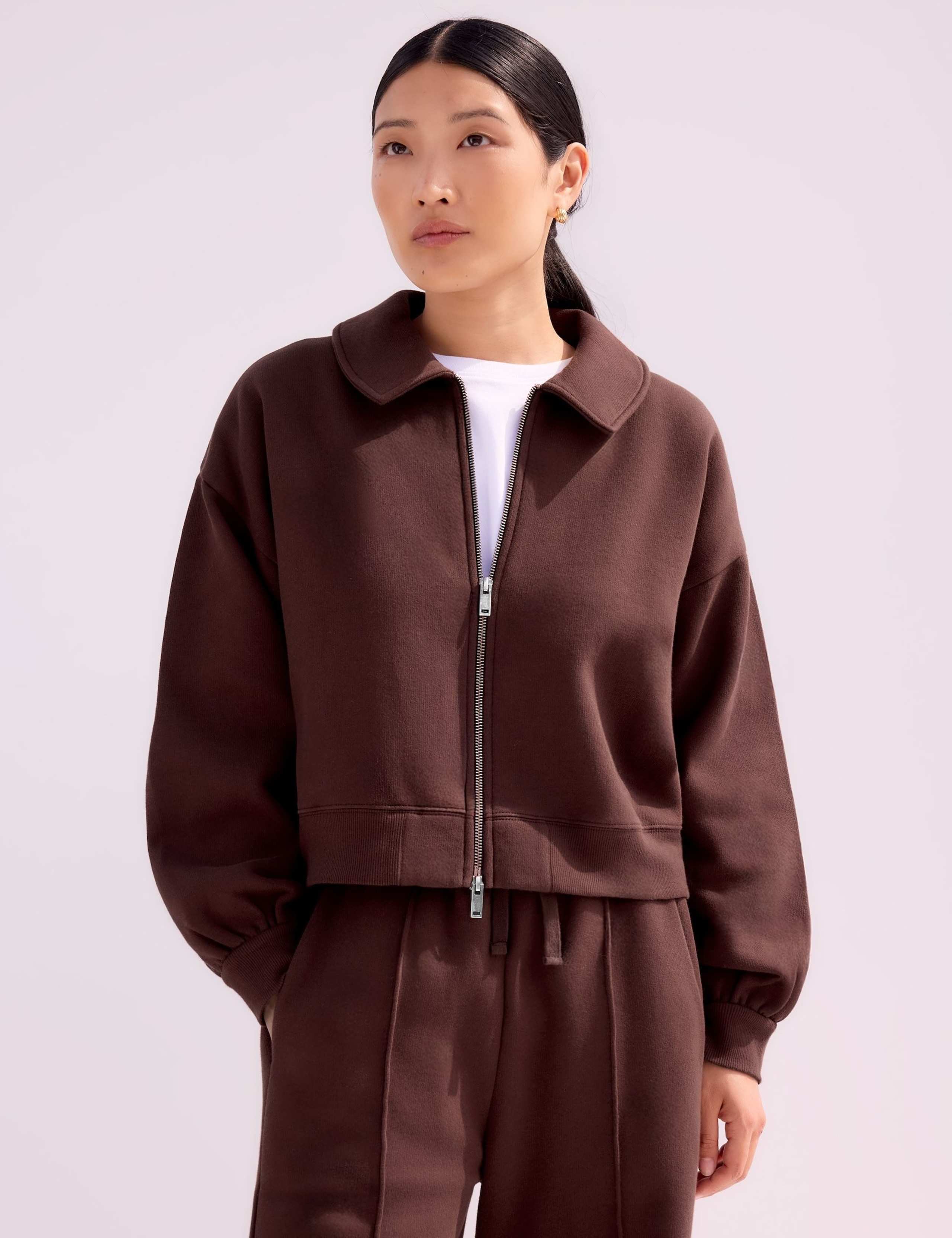 Cotton Rich Relaxed Collared Bomber Jacket 3 of 5