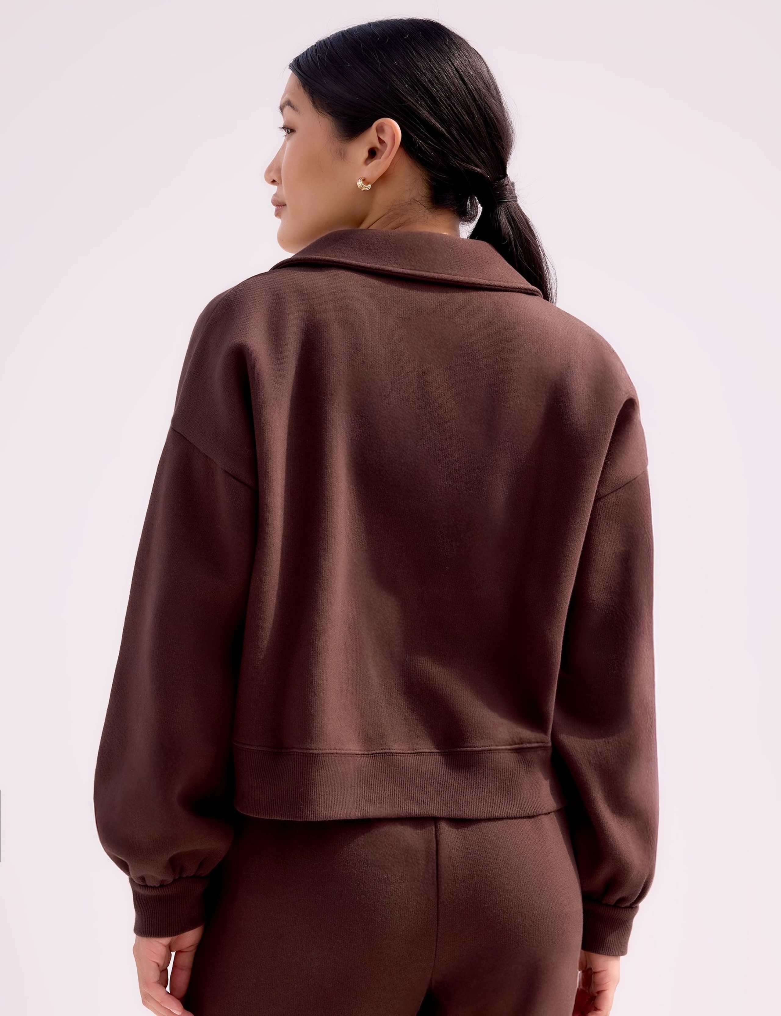 Cotton Rich Relaxed Collared Bomber Jacket 4 of 5
