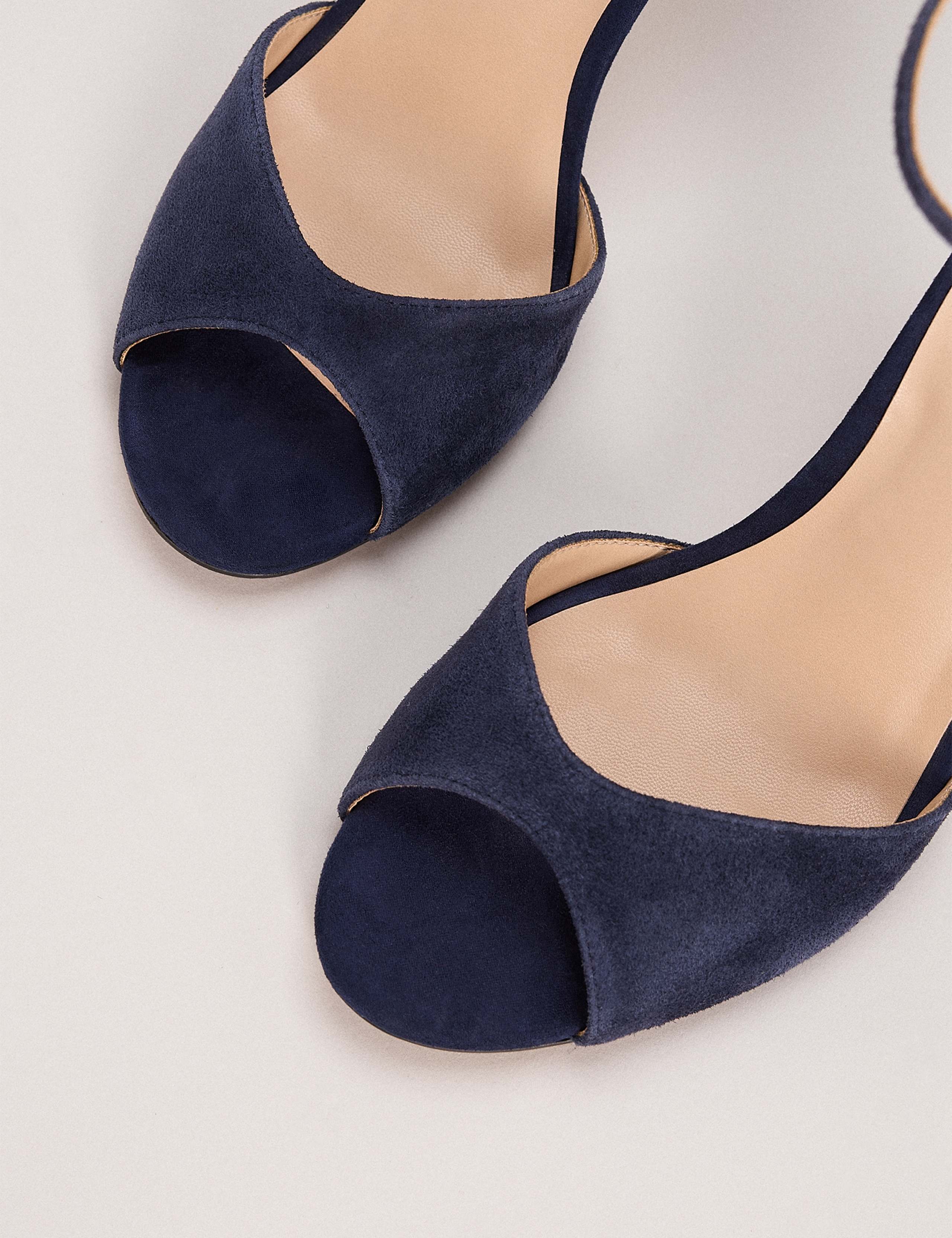 Suede Ankle Strap Stiletto Peep Toe Sandals 3 of 6