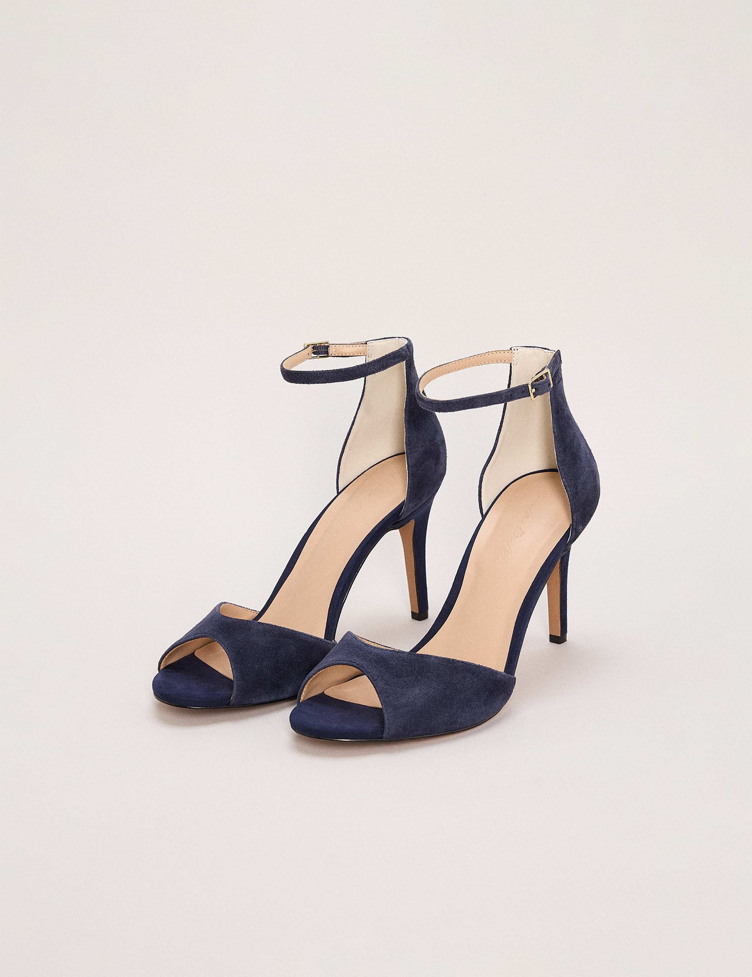 Suede Ankle Strap Stiletto Peep Toe Sandals 6 of 6