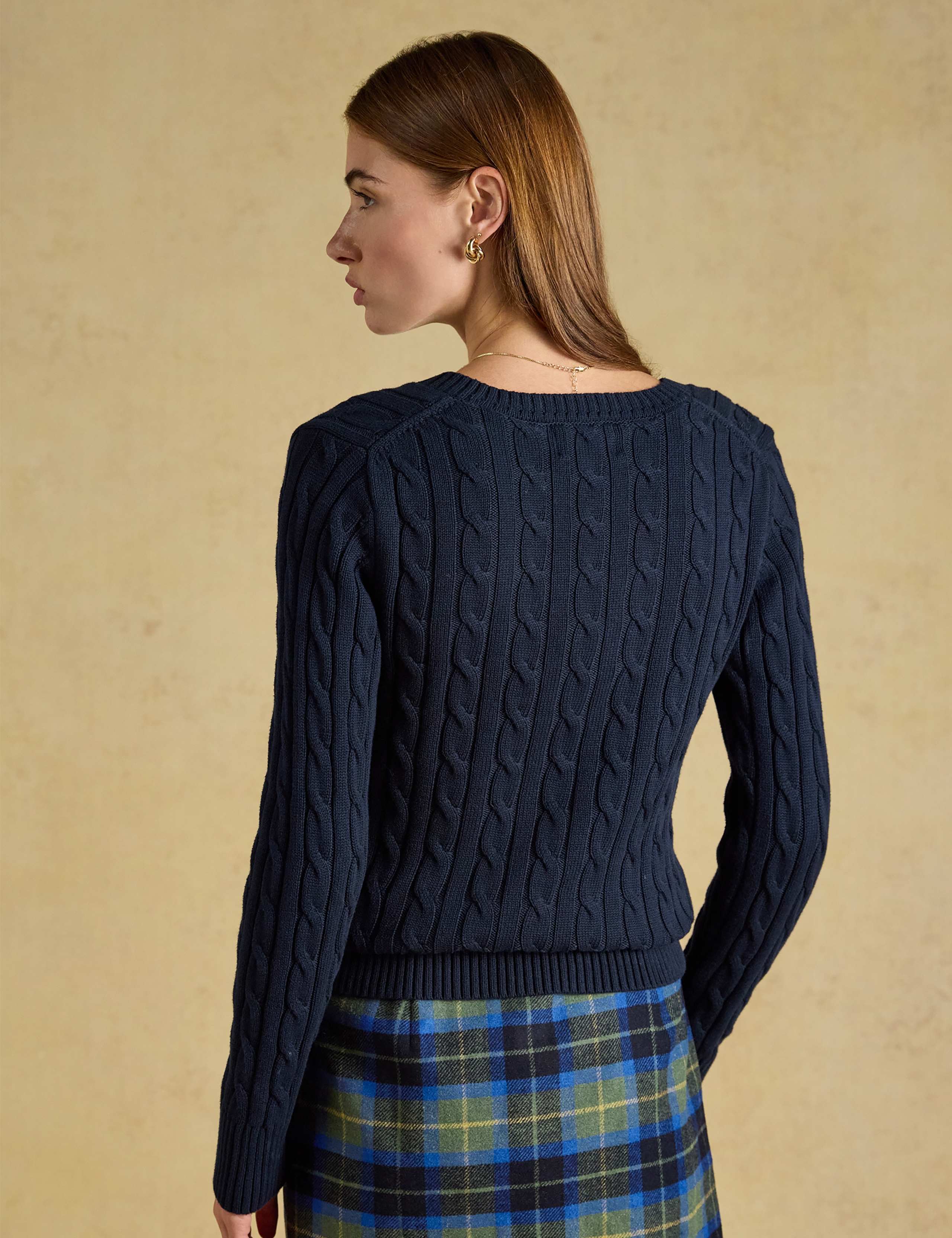 Pure Cotton Cable Knit V Neck Jumper 3 of 7