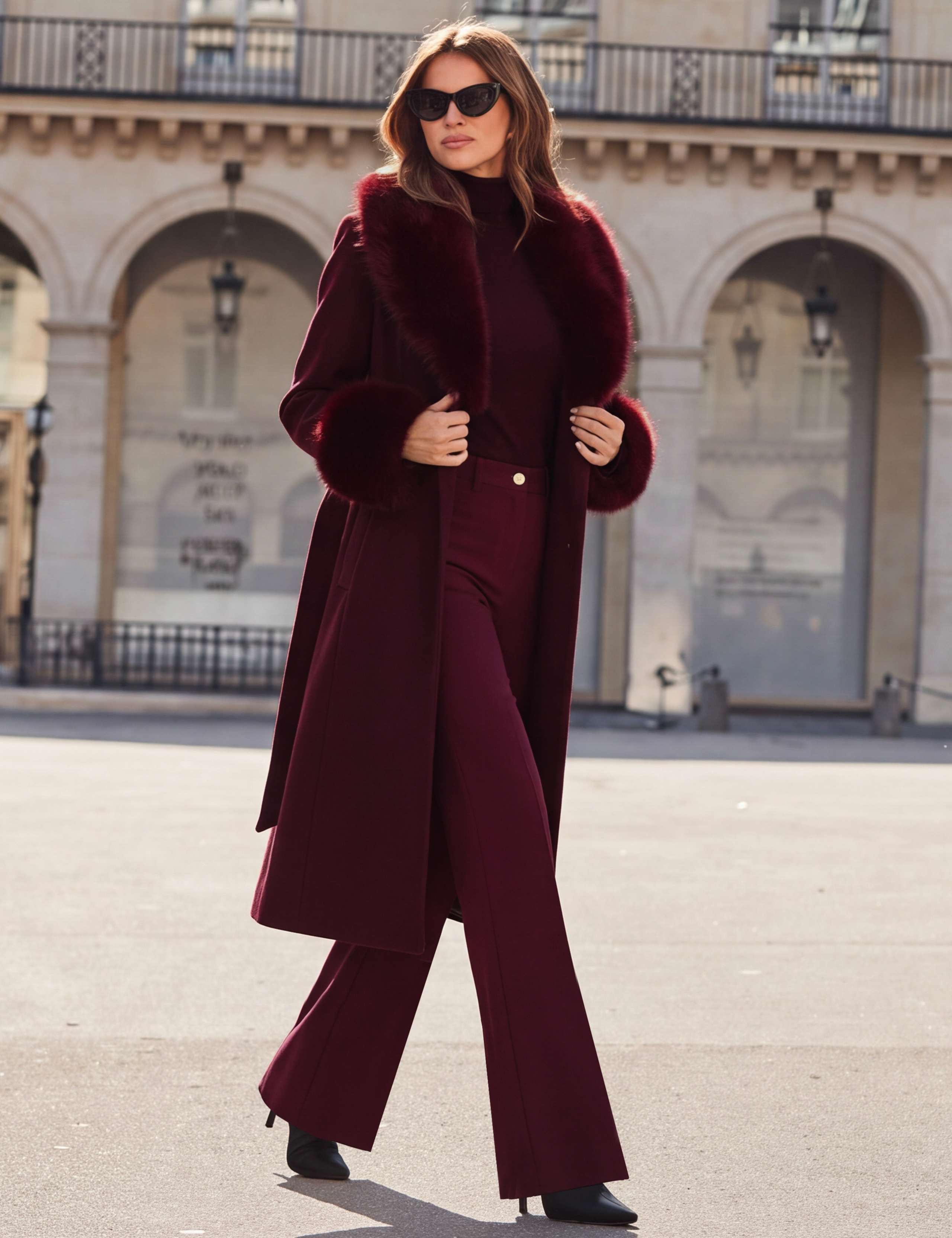 Belted 2 In 1 Faux Fur Trim Longline Coat 4 of 6