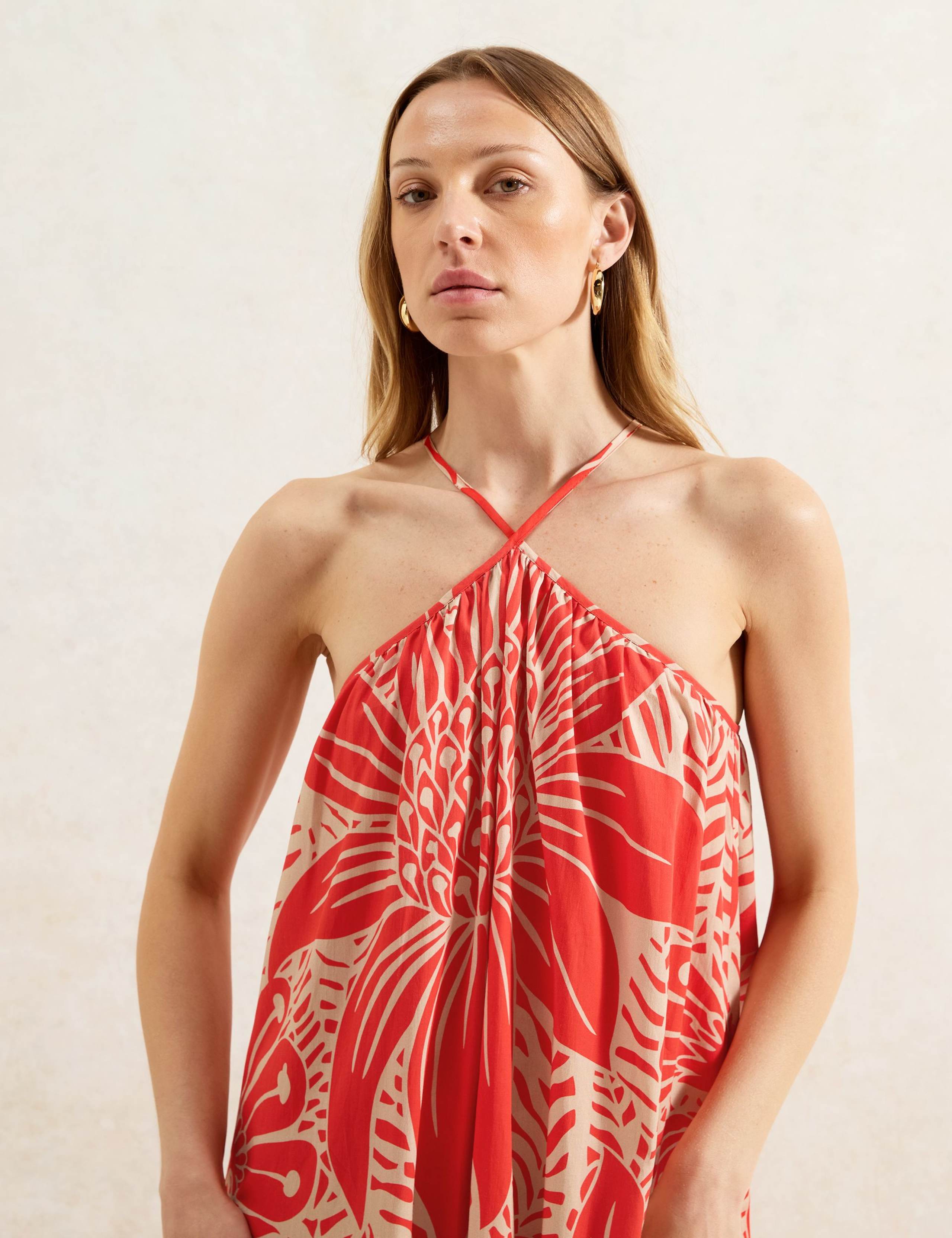 Pure Cotton Floral Halter Neck Tiered Dress 3 of 4