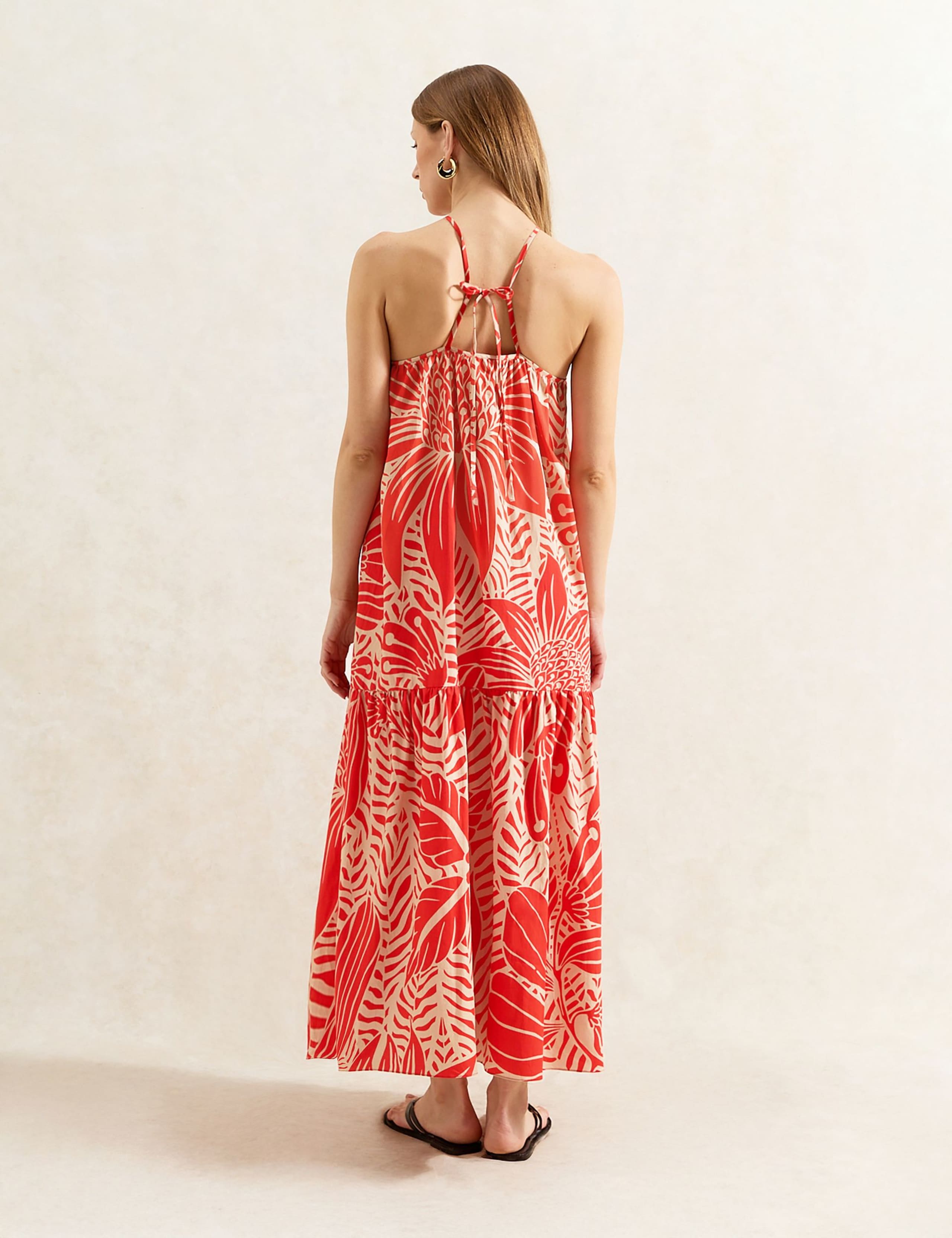 Pure Cotton Floral Halter Neck Tiered Dress 4 of 4