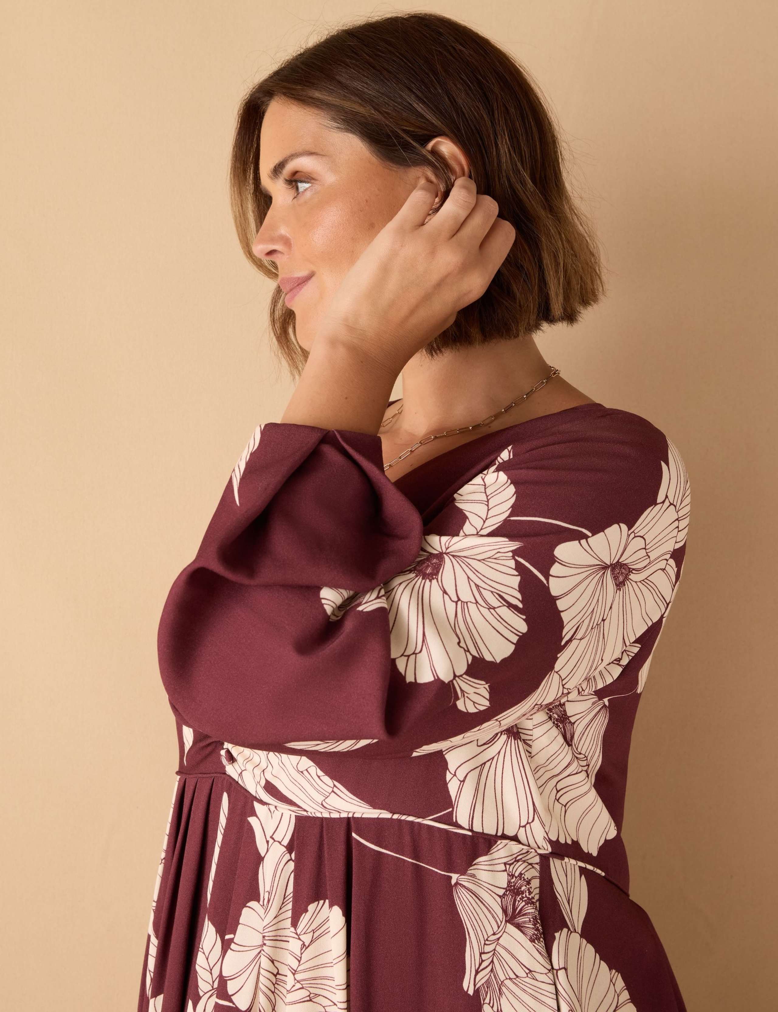 Floral V-Neck Midaxi Kimono Dress 2 of 3