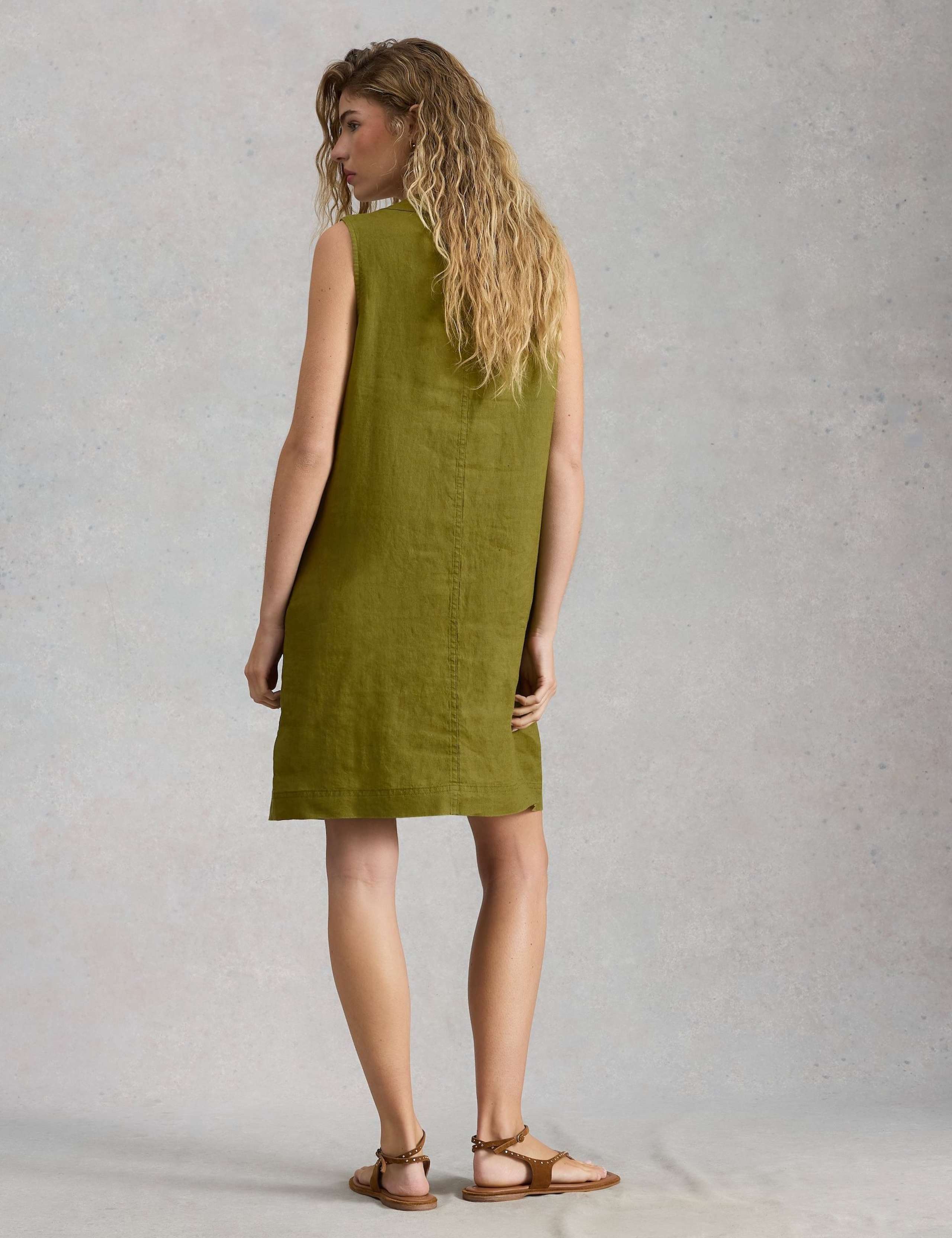 Pure Linen Button Through Mini Shift Dress 4 of 6
