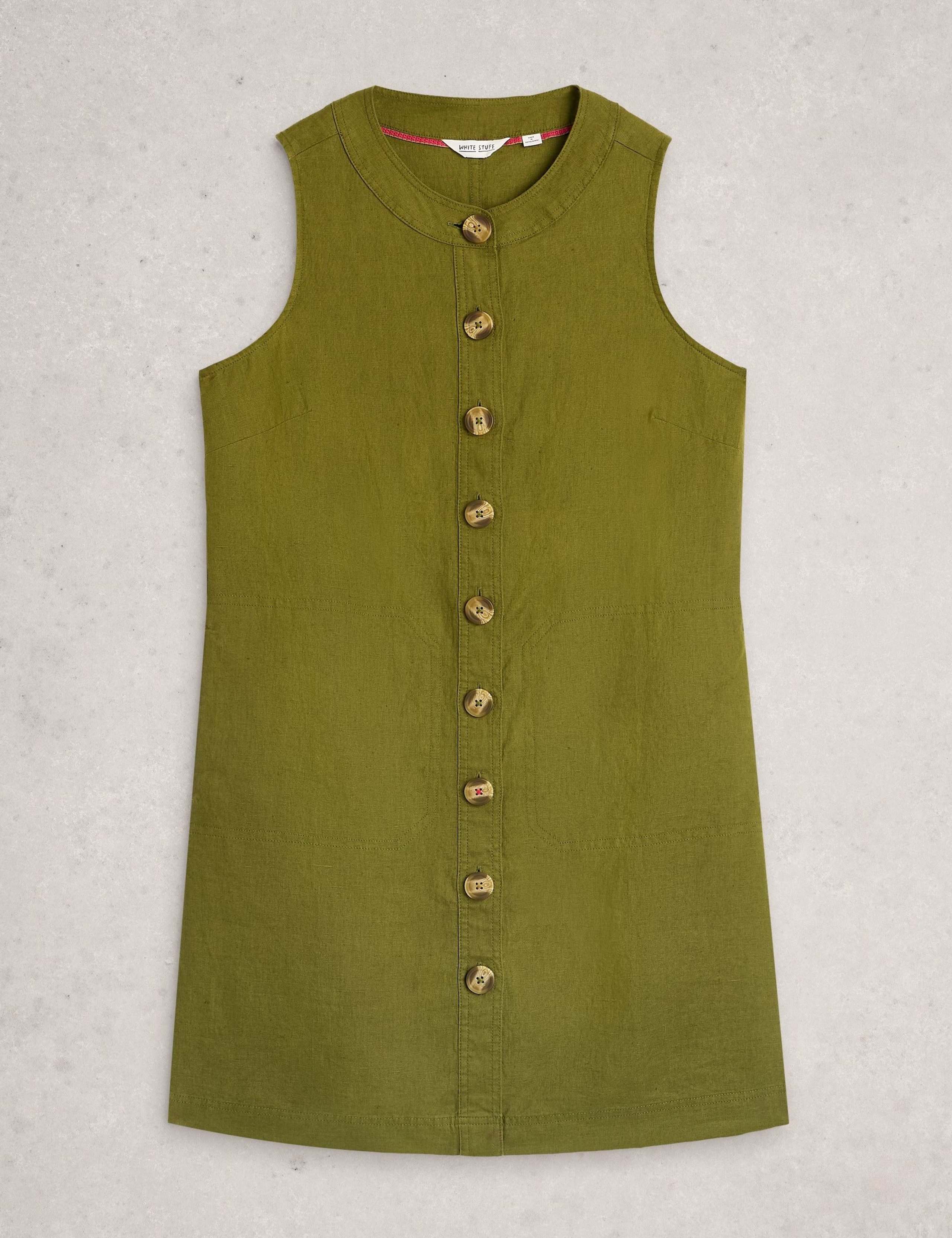 Pure Linen Button Through Mini Shift Dress 2 of 6