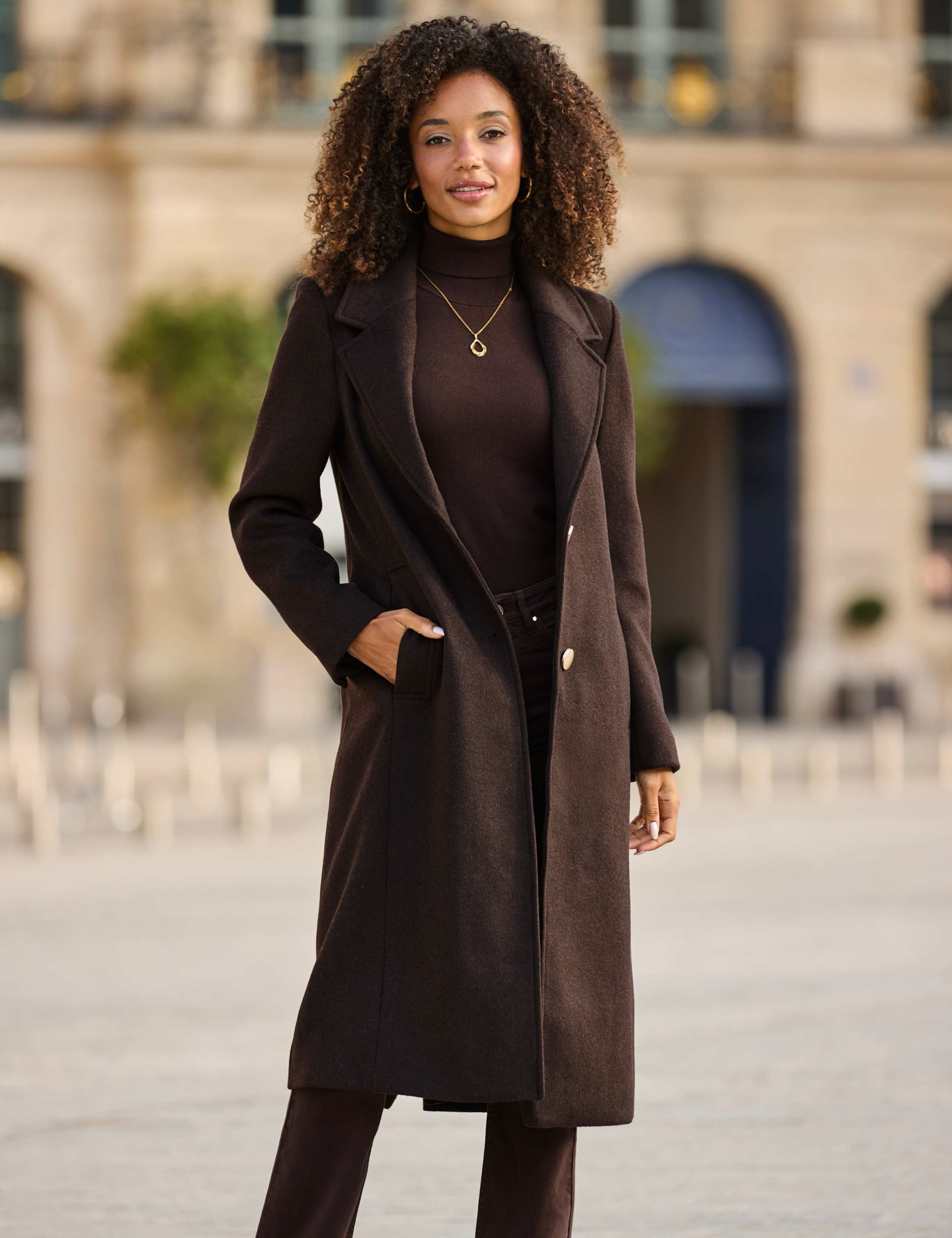 Wool Blend Longline Tailored Coat 2 of 7