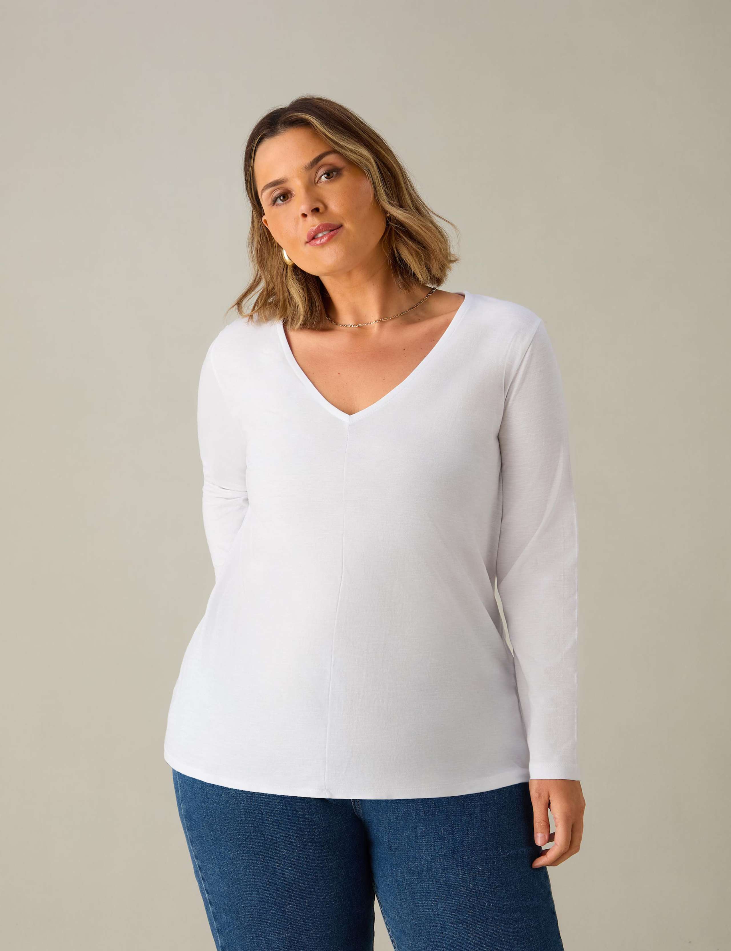 Pure Cotton V-Neck Top 1 of 3