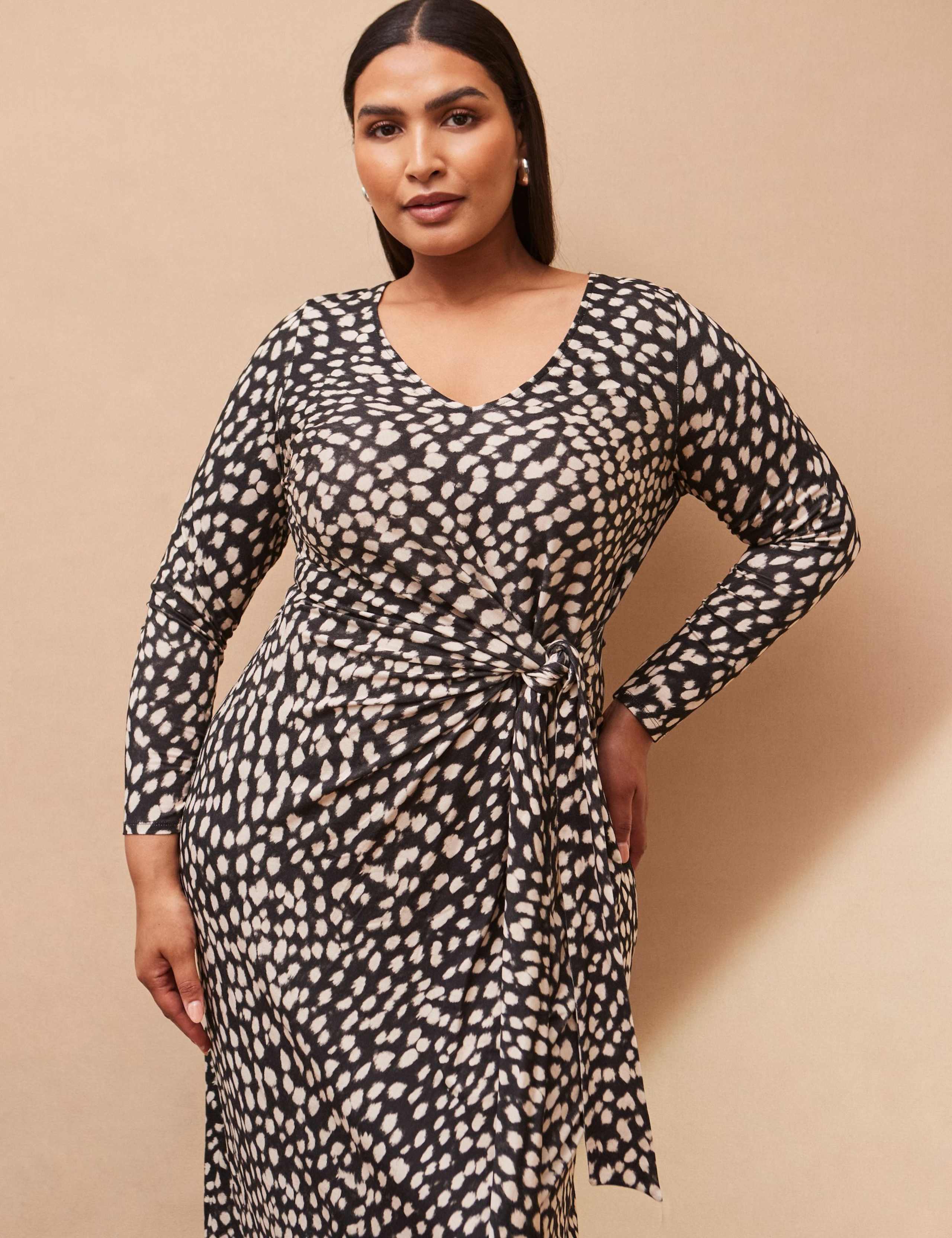 Jersey Animal Print V-Neck Tie Waist Maxi Dress 4 of 5