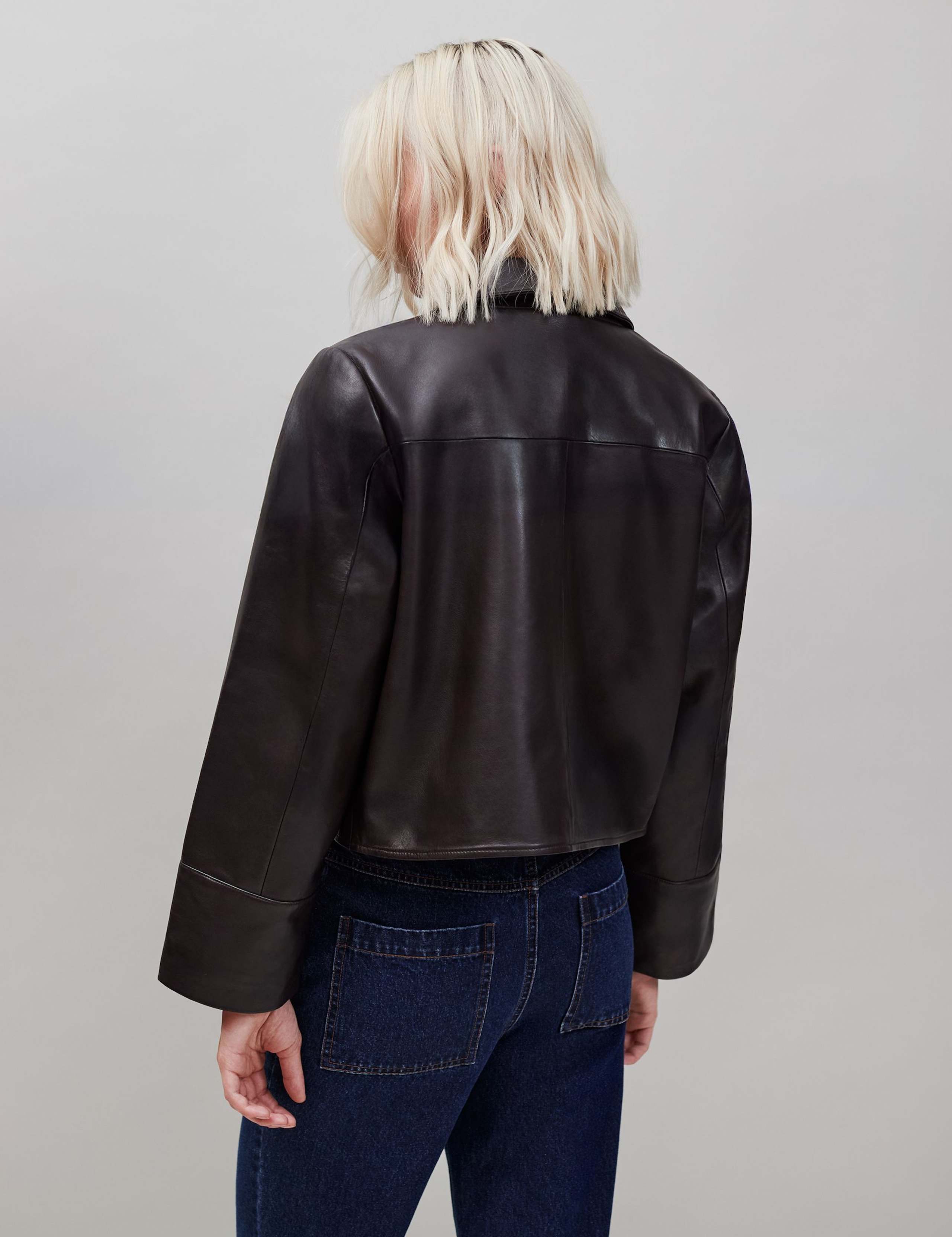 Leather Collared Short Jacket 2 of 3
