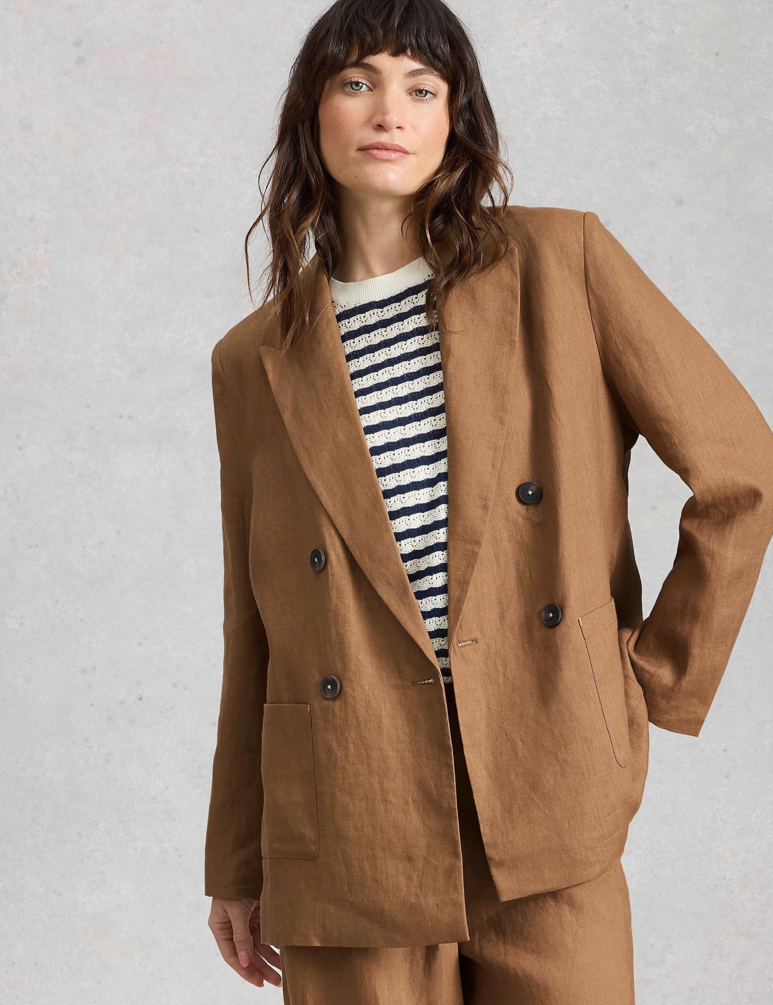 Pure Linen Relaxed Double Breasted Blazer 5 of 6