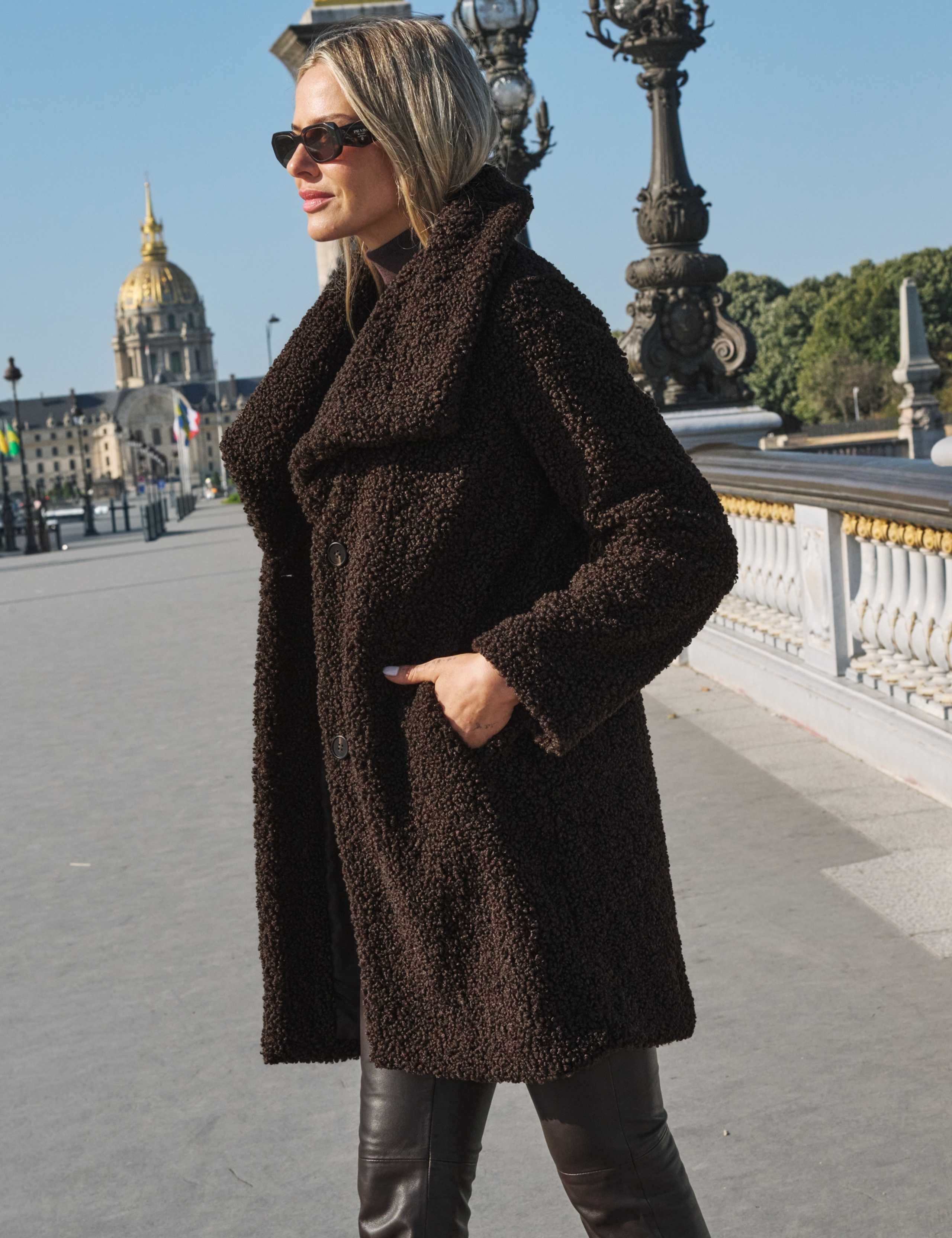 Borg Funnel Neck Longline Coat 6 of 7