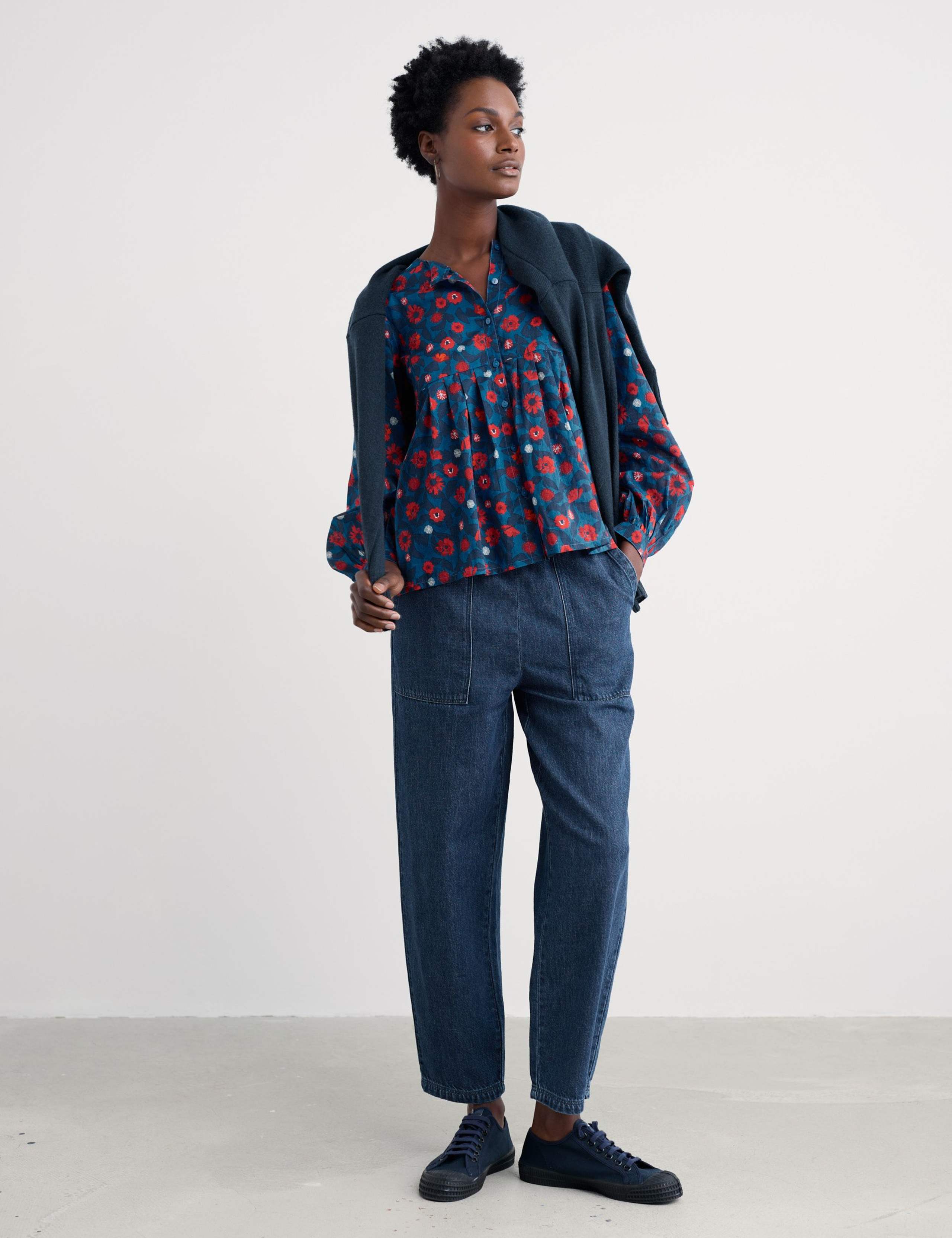 Pure Cotton Floral Relaxed Blouse 1 of 5