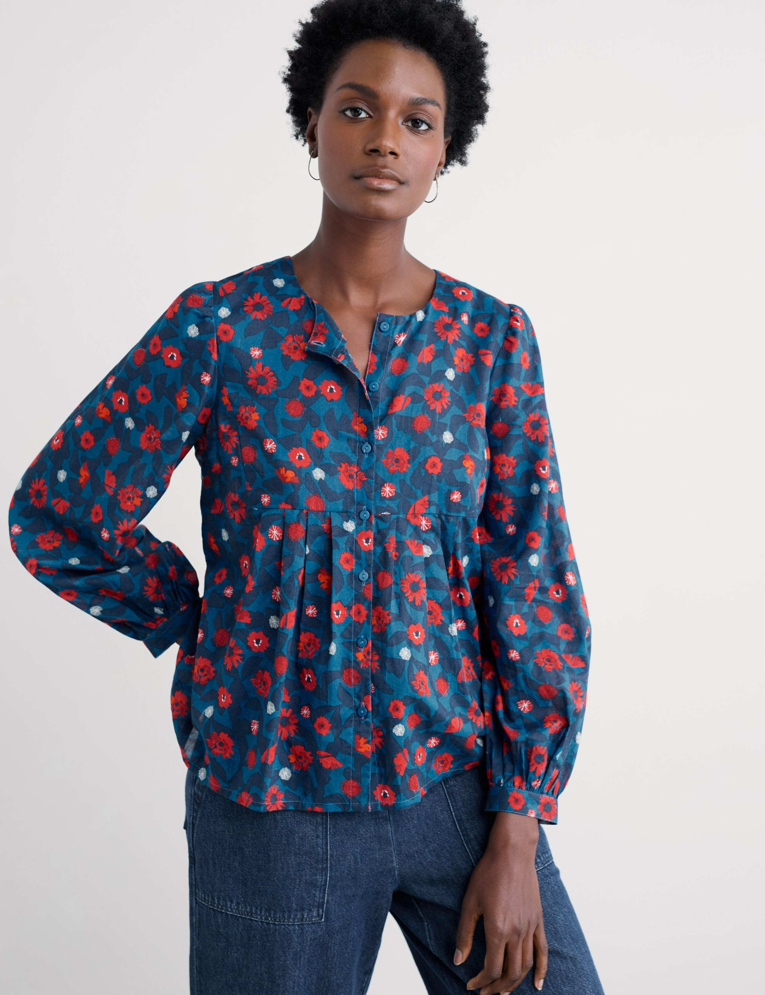 Pure Cotton Floral Relaxed Blouse 3 of 5