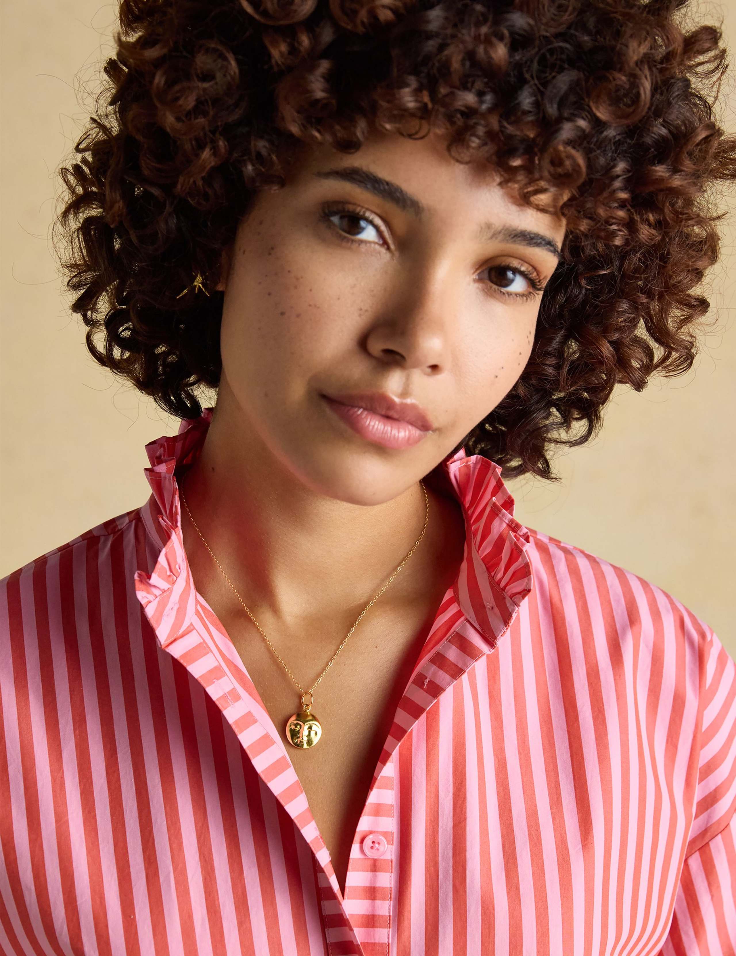 Pure Cotton Striped Frill Neck Shirt 6 of 7