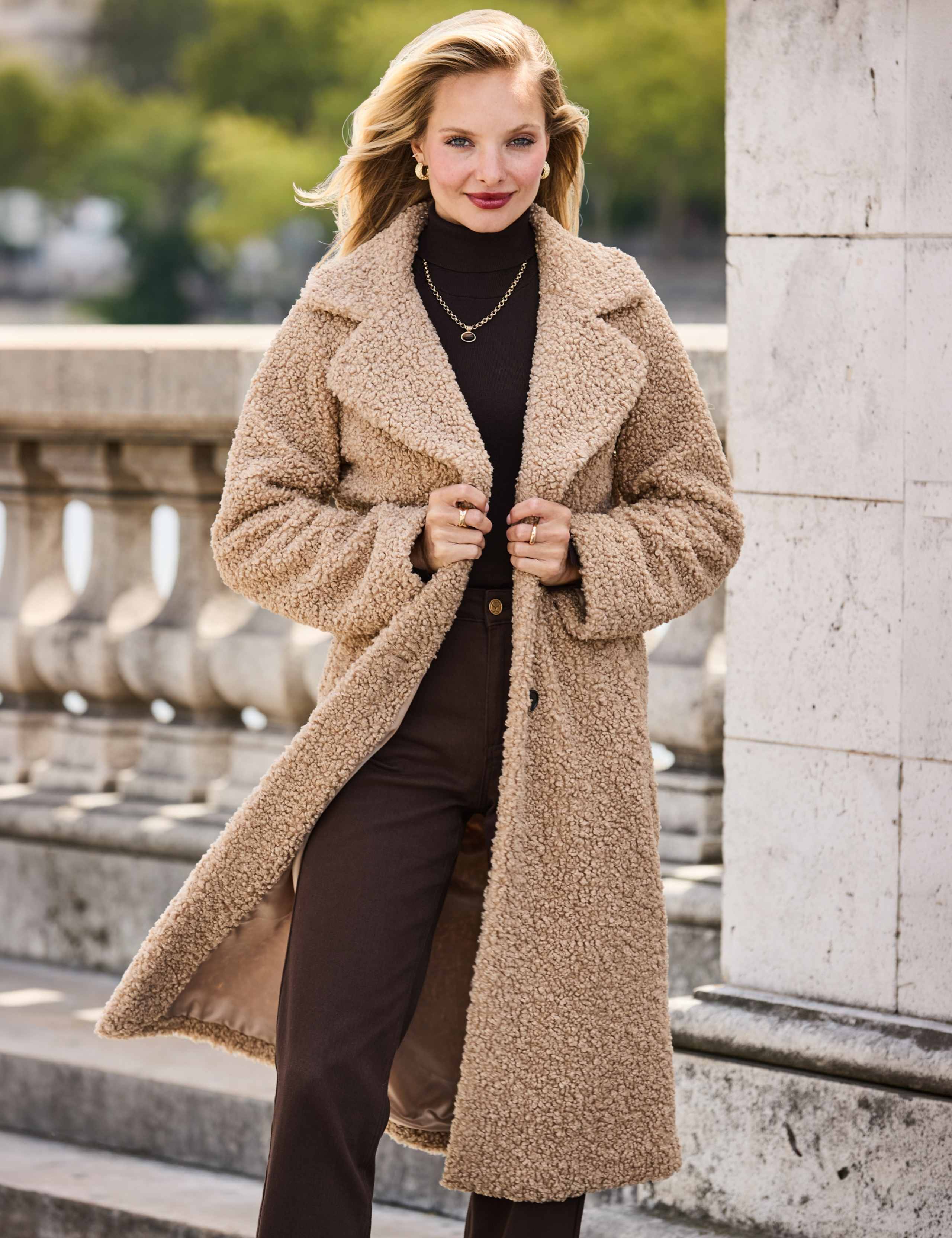 Borg Oversized Longline Coat 2 of 7