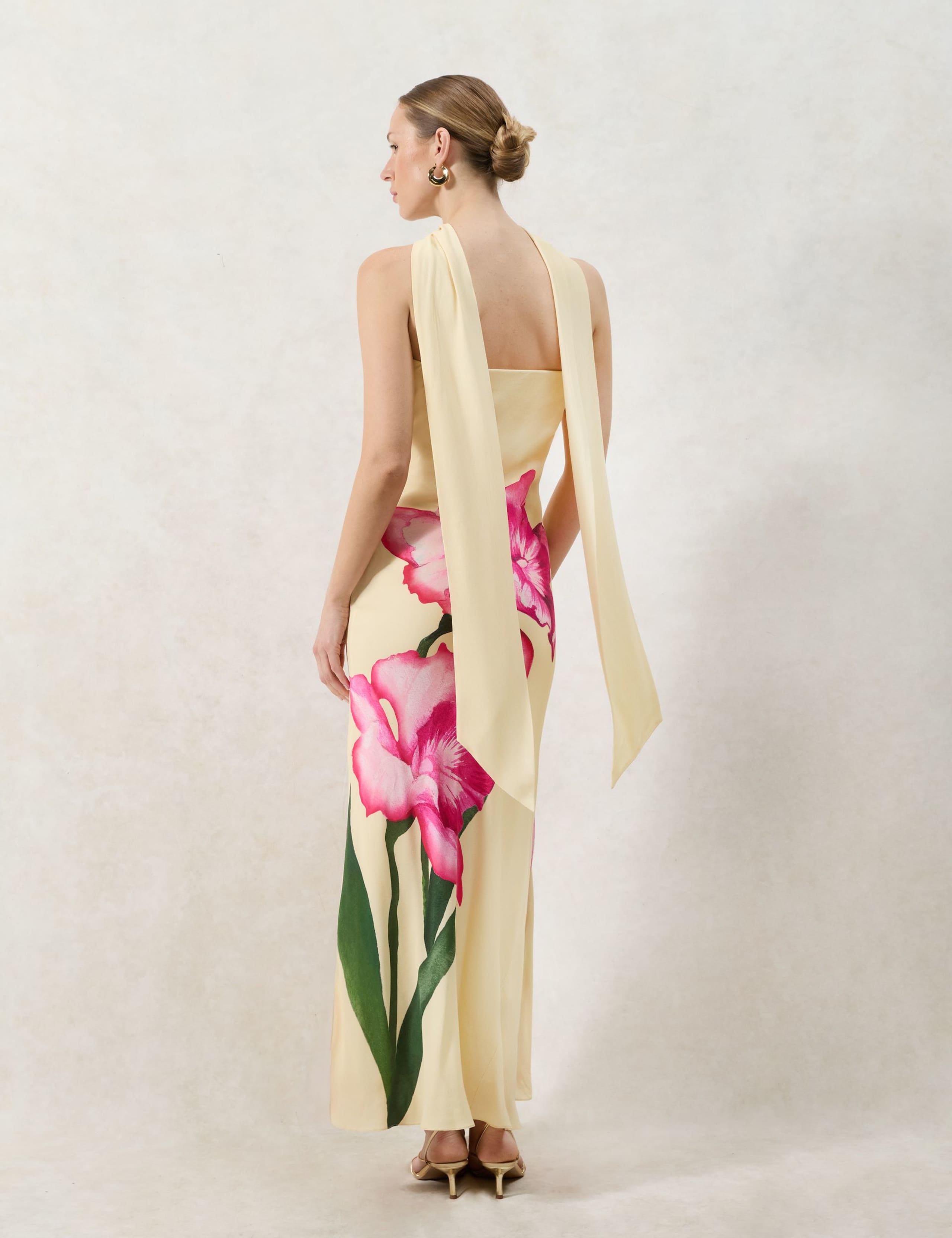 Aurora Yellow Floral Scarf Detail Bandeau Dress 6 of 7