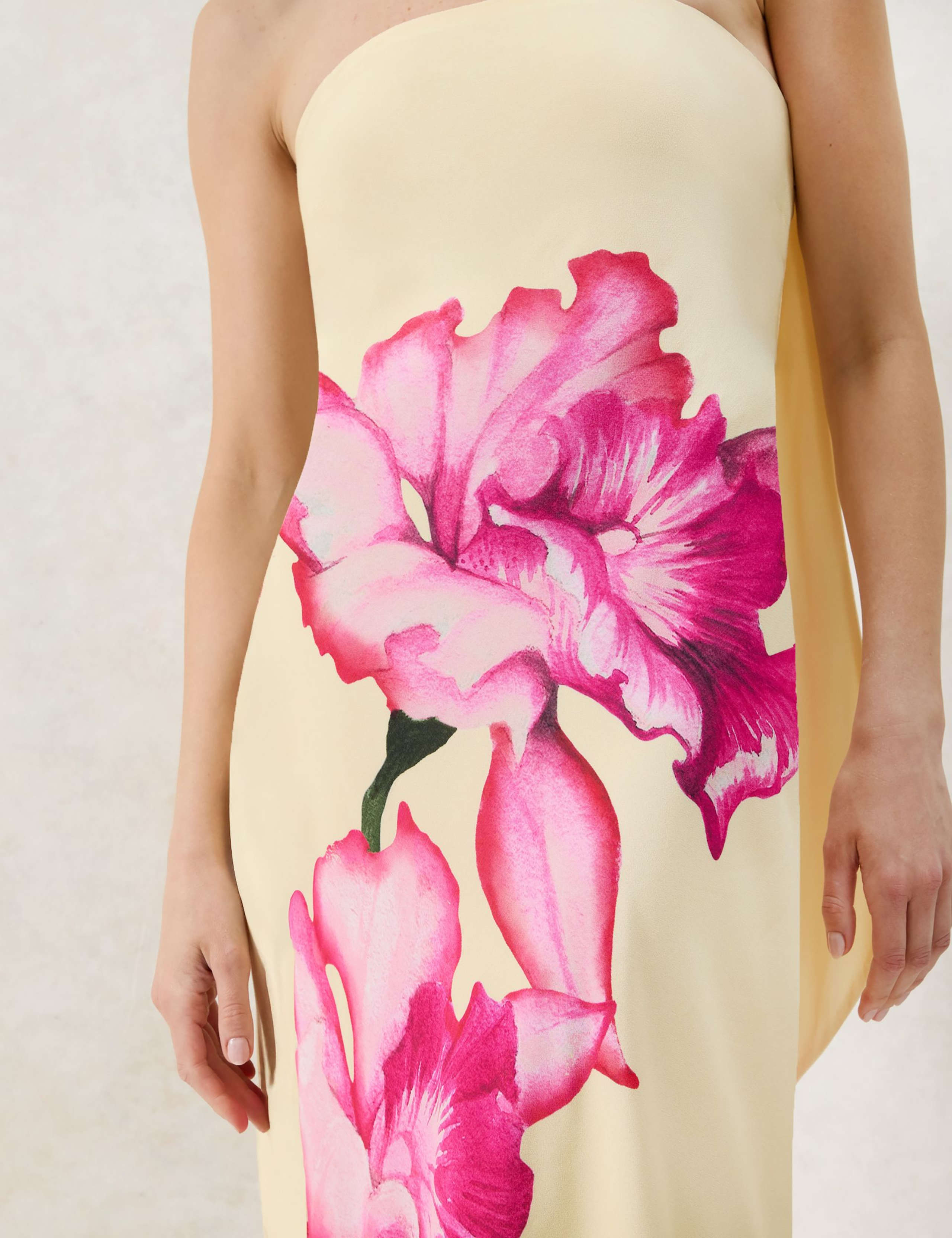 Aurora Yellow Floral Scarf Detail Bandeau Dress 7 of 7