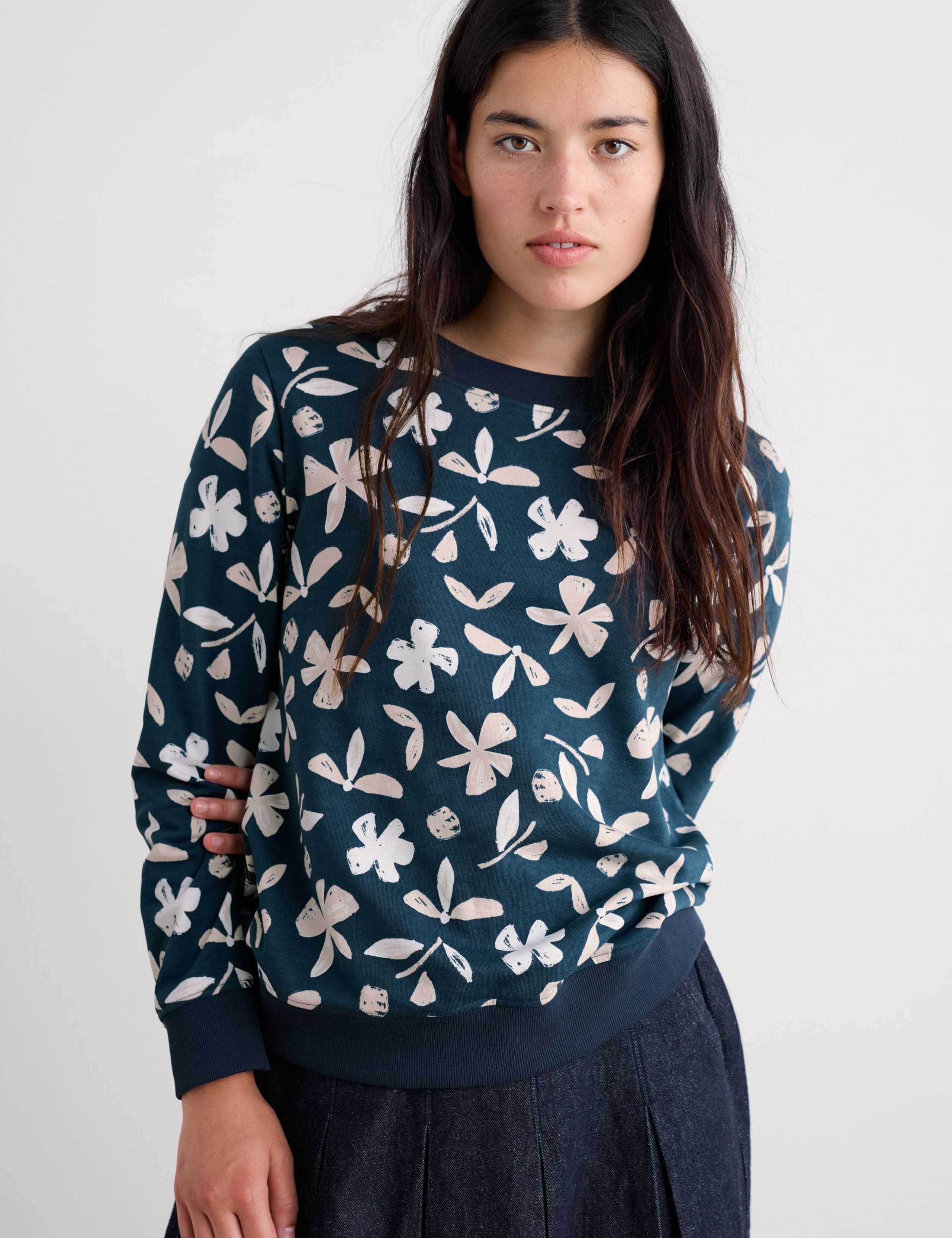 Pure Cotton Floral Sweatshirt 4 of 5