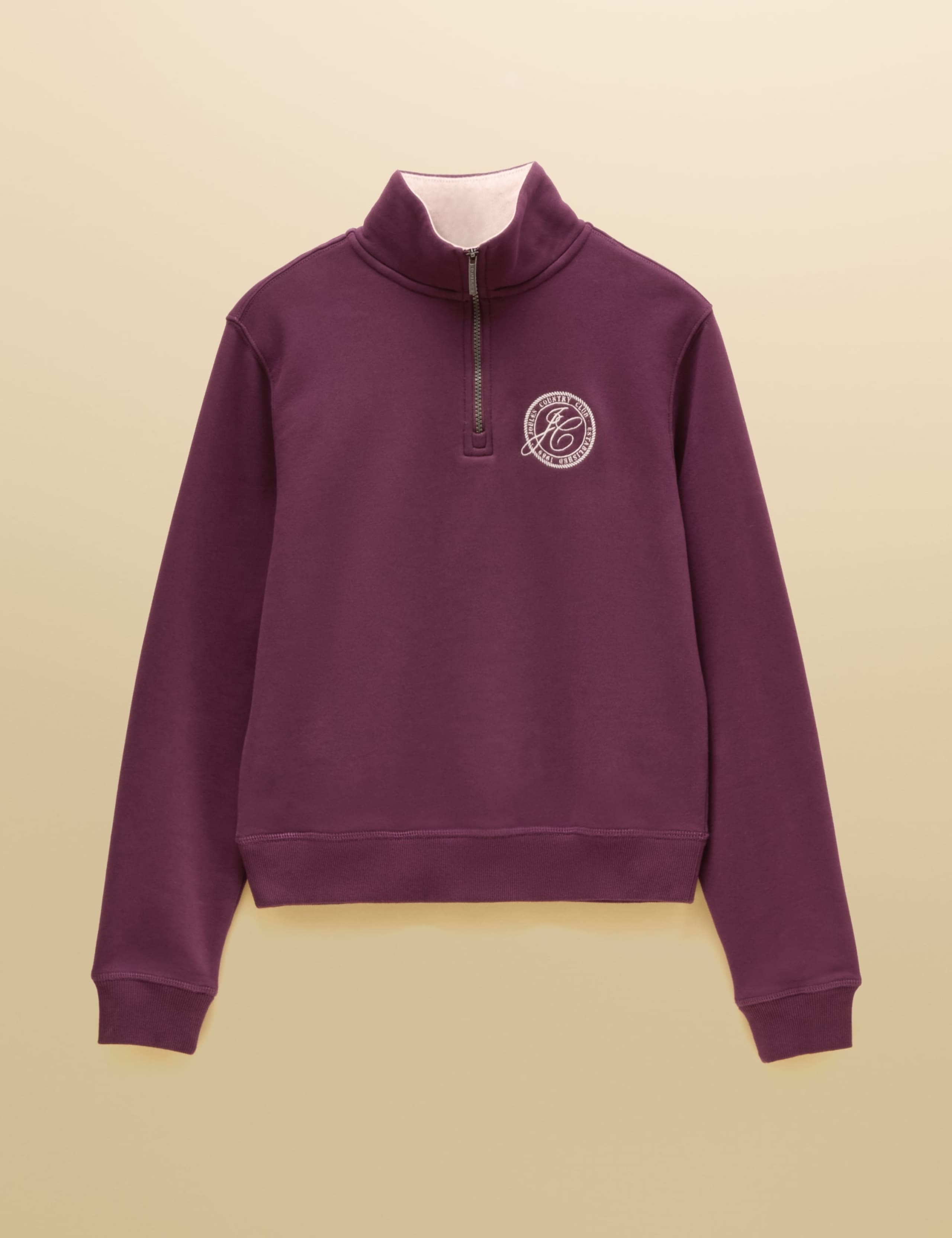 Brushed Cotton Embroidered Half Zip Hoodie 5 of 7