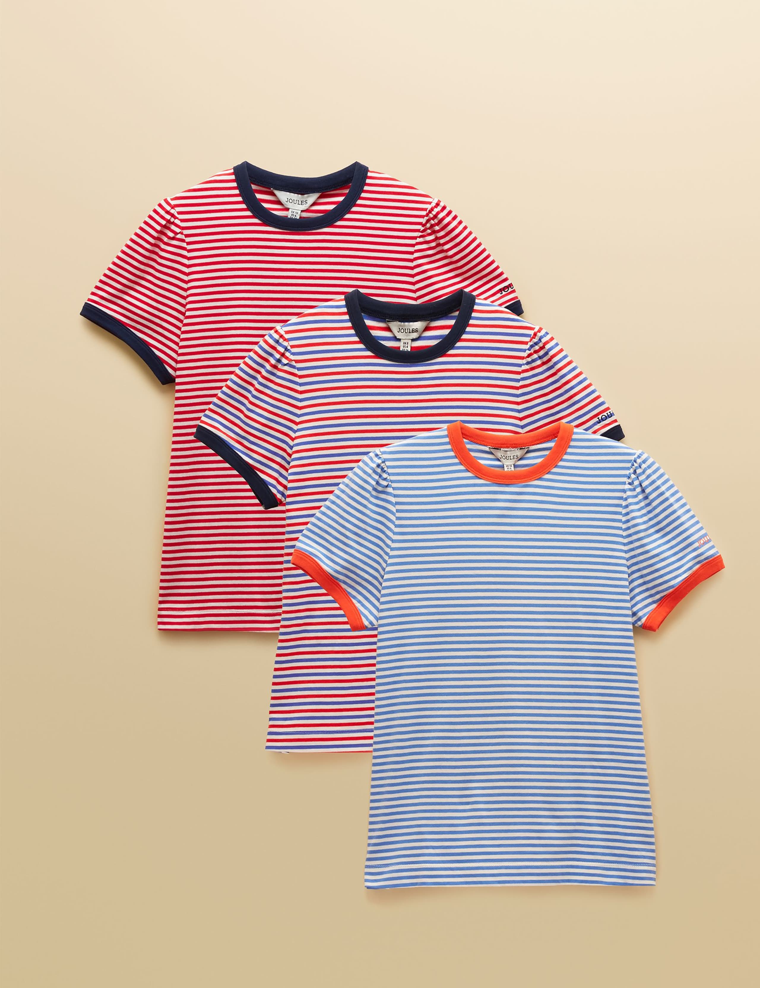 3 Pack Pure Cotton Striped Ringer T-Shirts 2 of 10