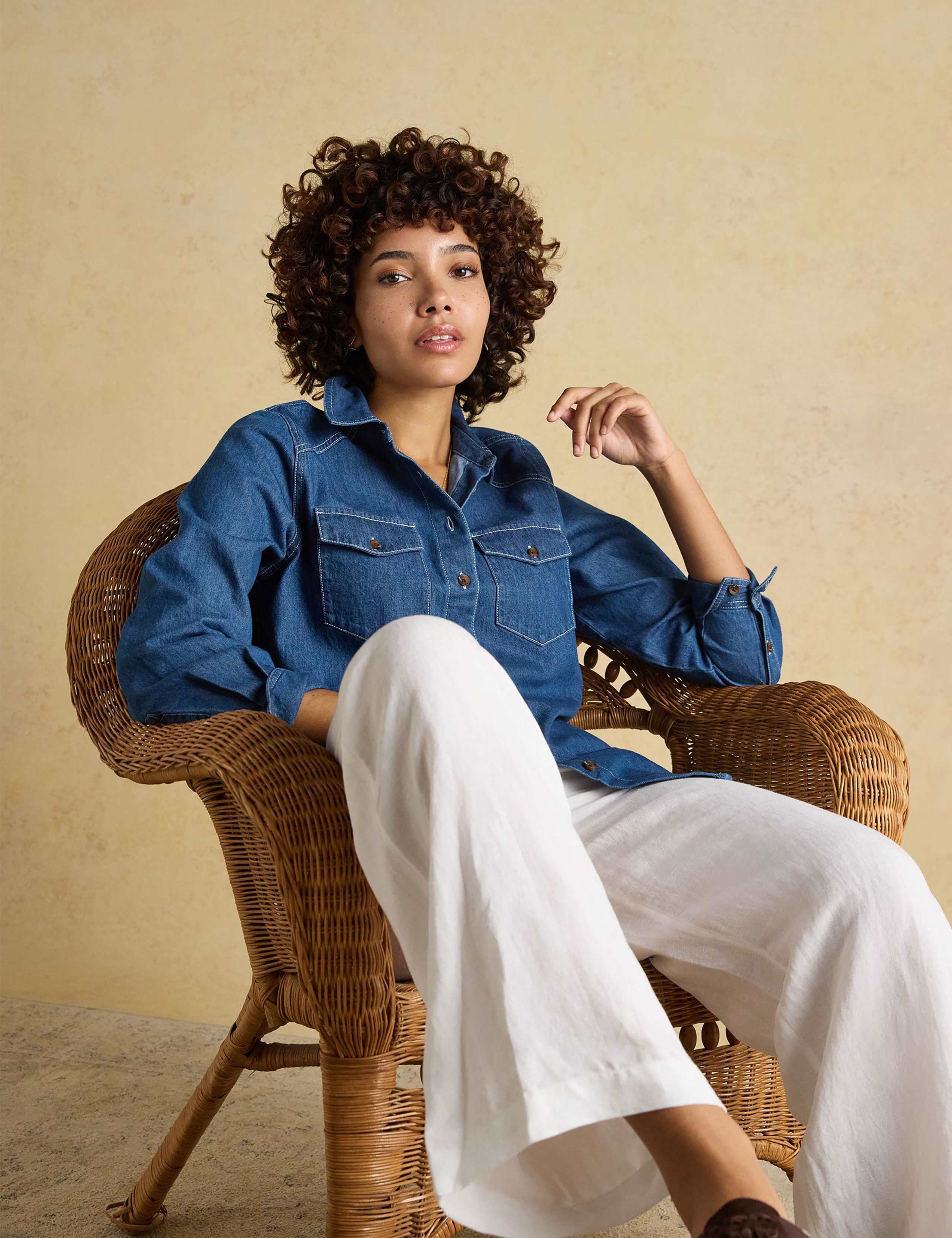 Denim Collared Button Through Relaxed Shirt 3 of 7