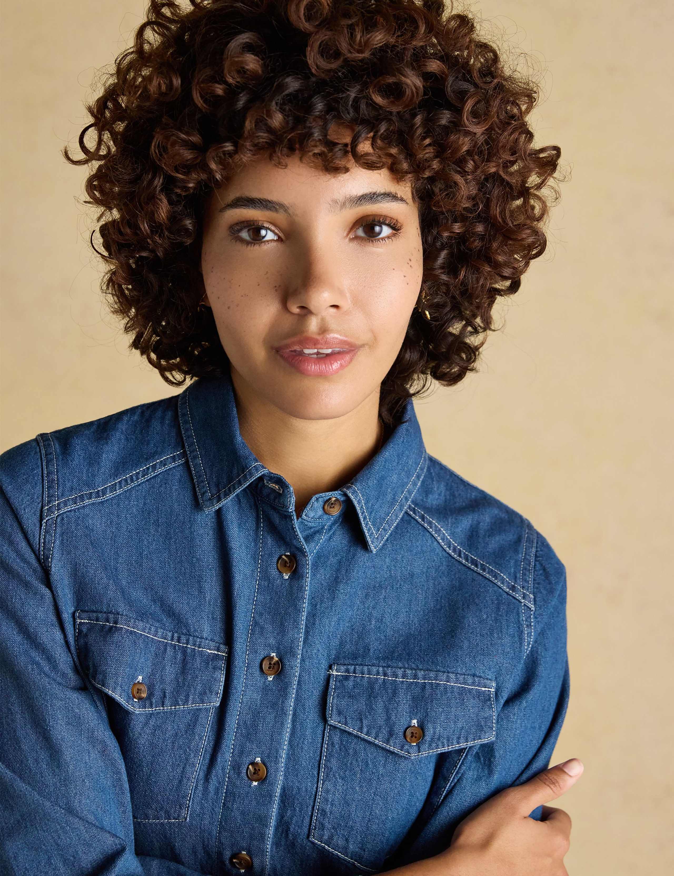 Denim Collared Button Through Relaxed Shirt 5 of 7