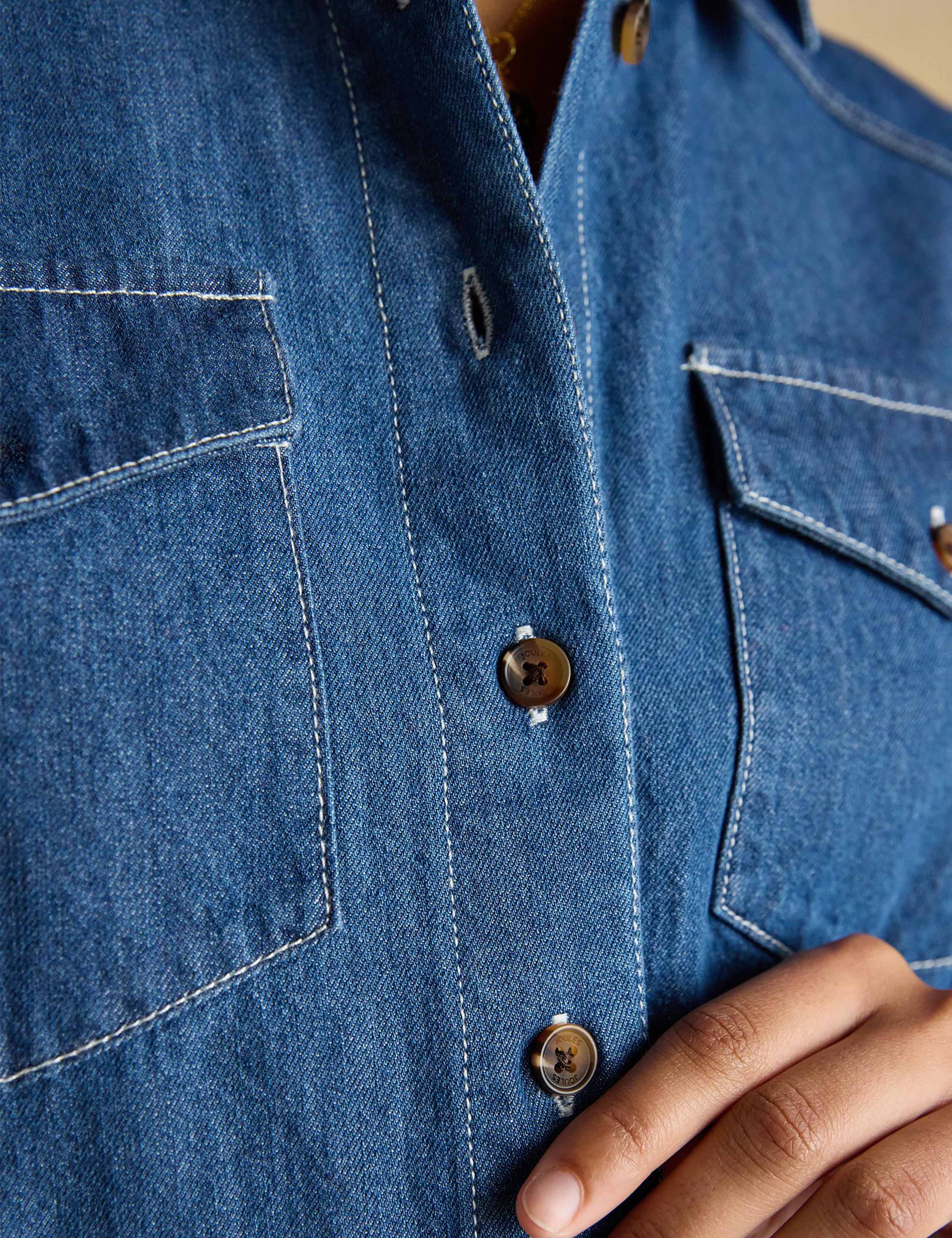 Denim Collared Button Through Relaxed Shirt 6 of 7