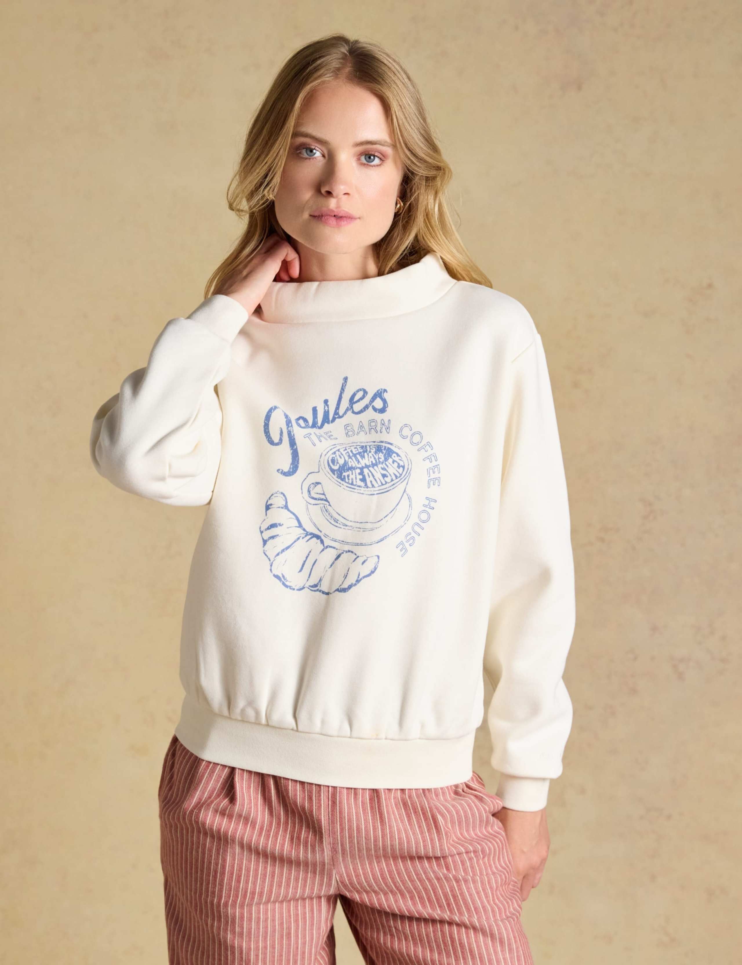 Cotton Wide Neck Printed Sweatshirt 1 of 7