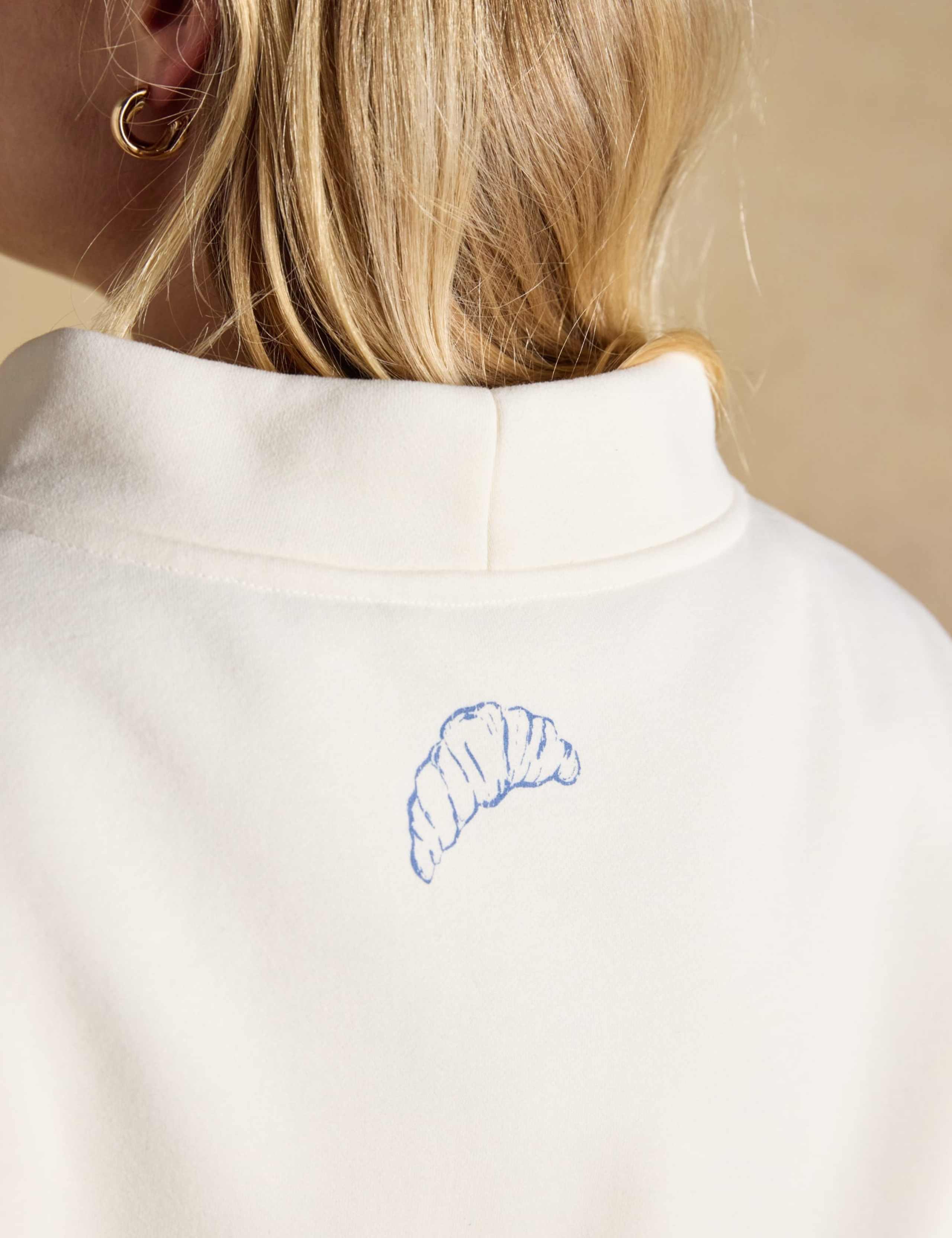 Cotton Wide Neck Printed Sweatshirt 3 of 7