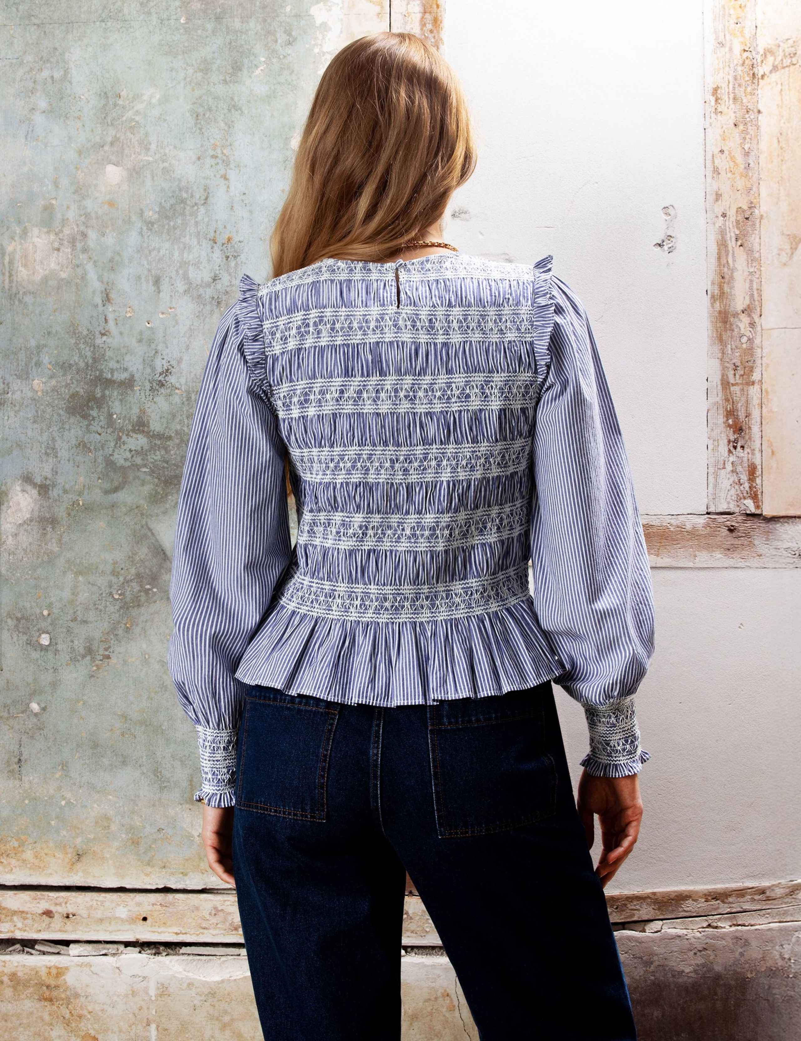 Pure Cotton Striped Round Neck Blouse 4 of 6