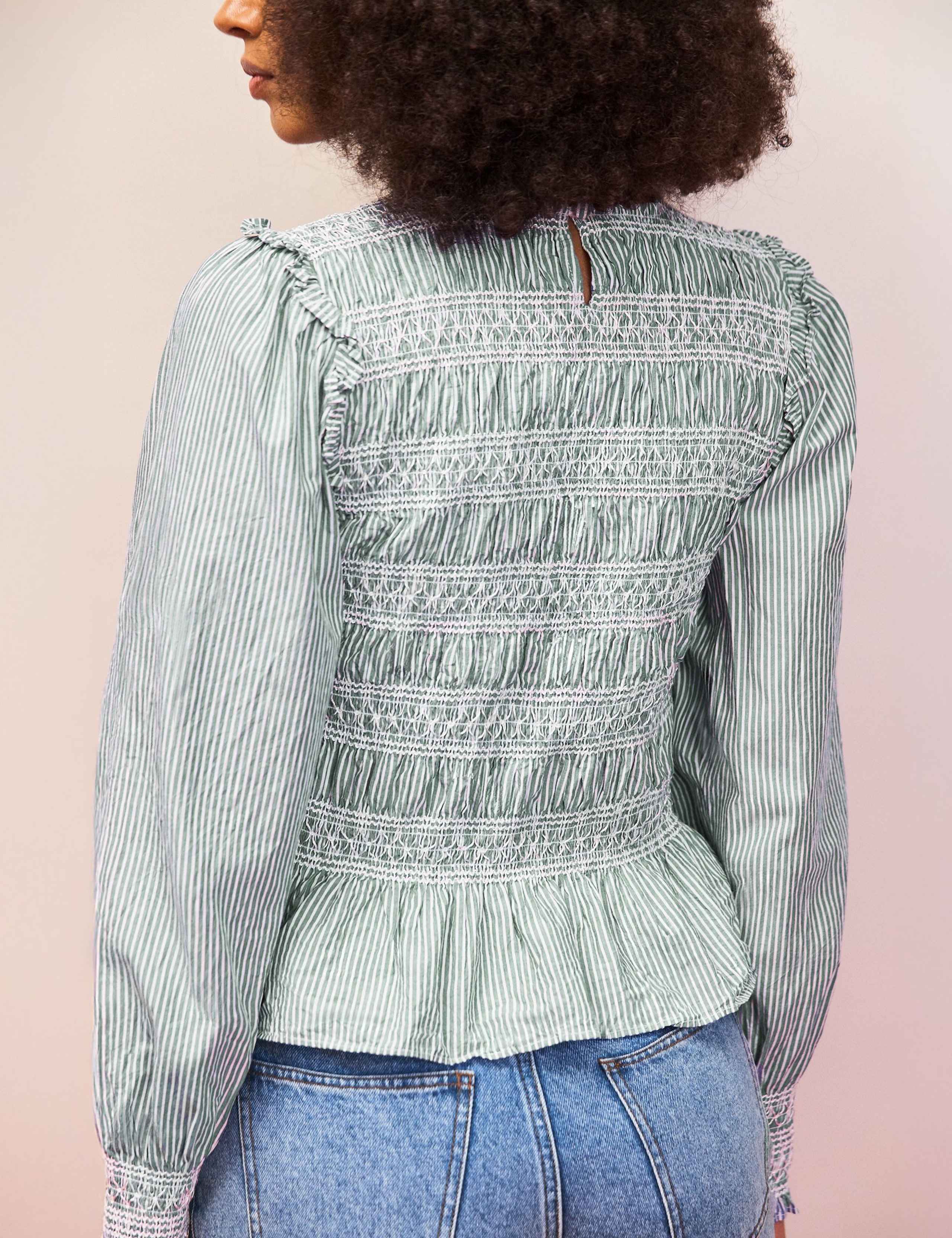 Pure Cotton Striped Round Neck Blouse 2 of 3