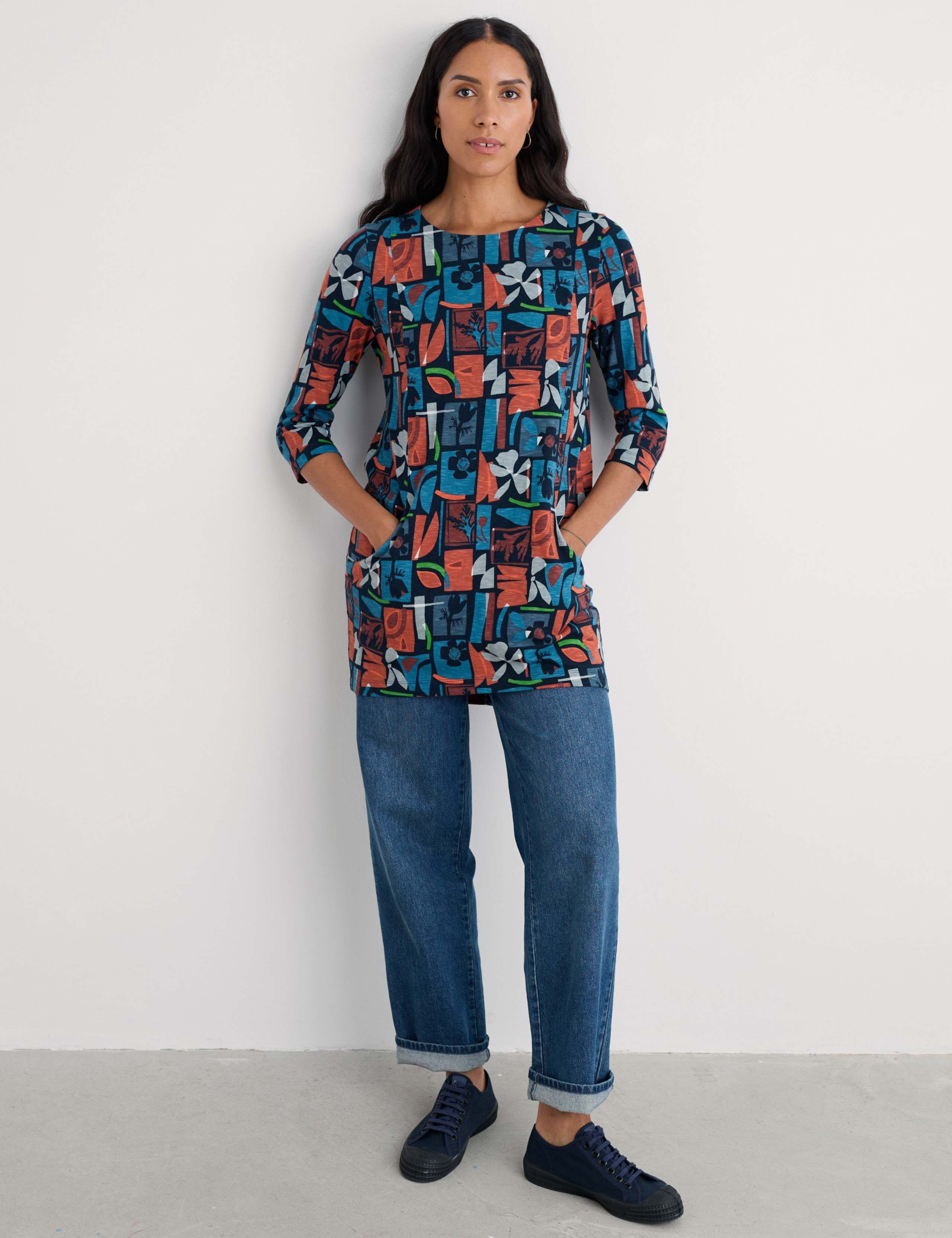 Pure Cotton Floral Relaxed Tunic 1 of 5