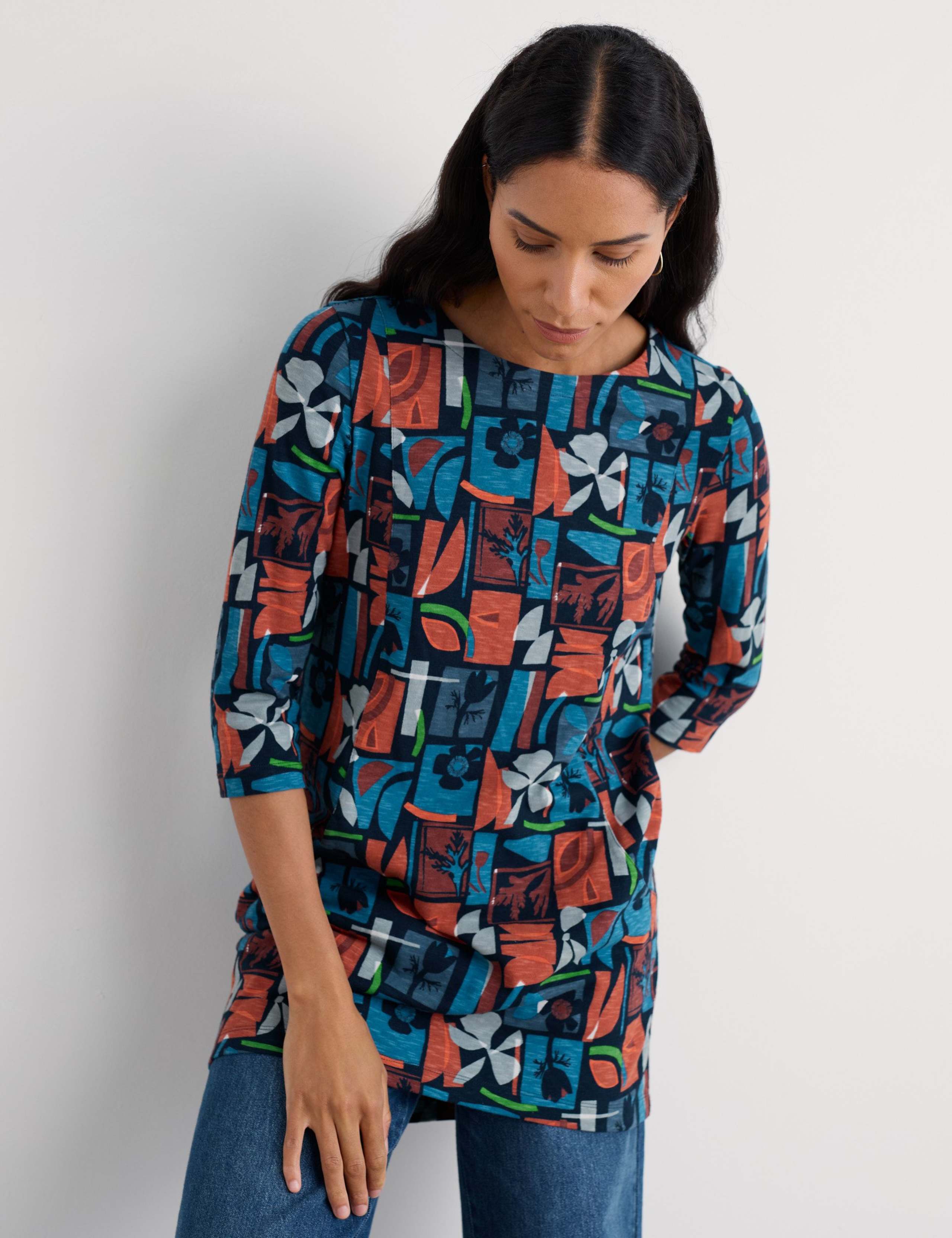 Pure Cotton Floral Relaxed Tunic 3 of 5