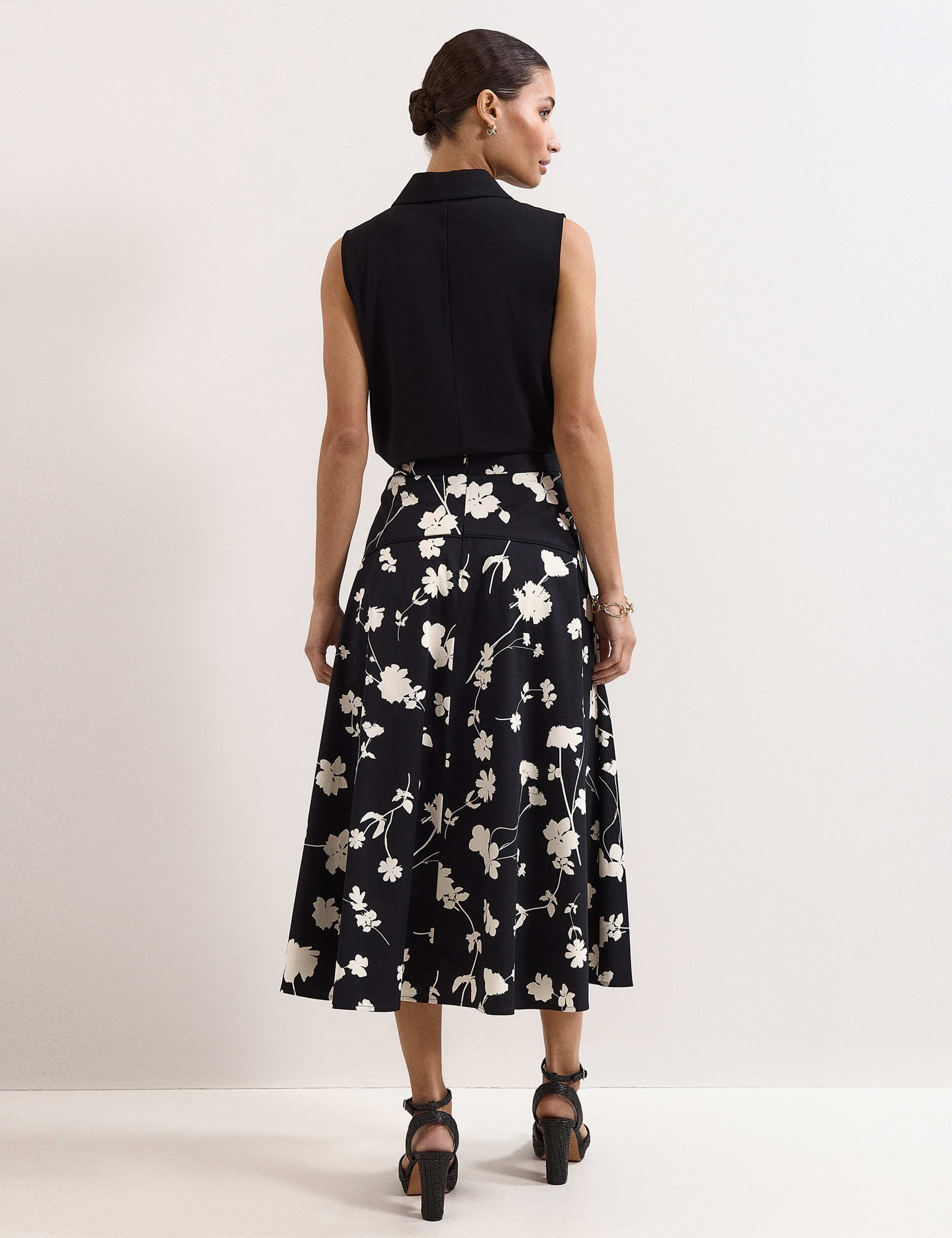 Mavis Cotton Rich Floral Midi A-Line Skirt 4 of 7
