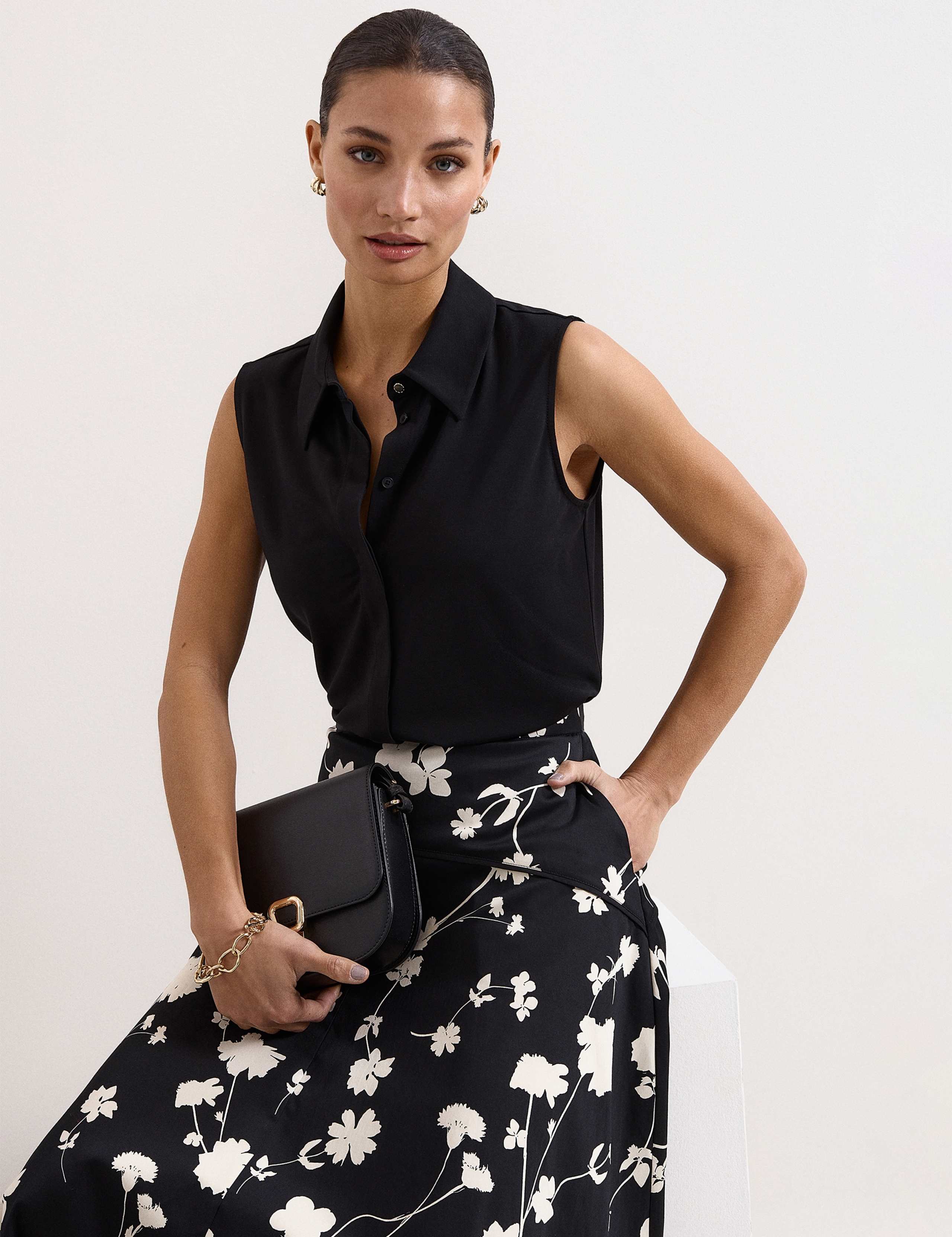 Mavis Cotton Rich Floral Midi A-Line Skirt 5 of 7